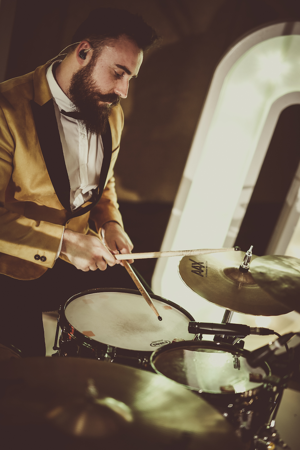 drummer ben performing with 24K funky wedding band south wales