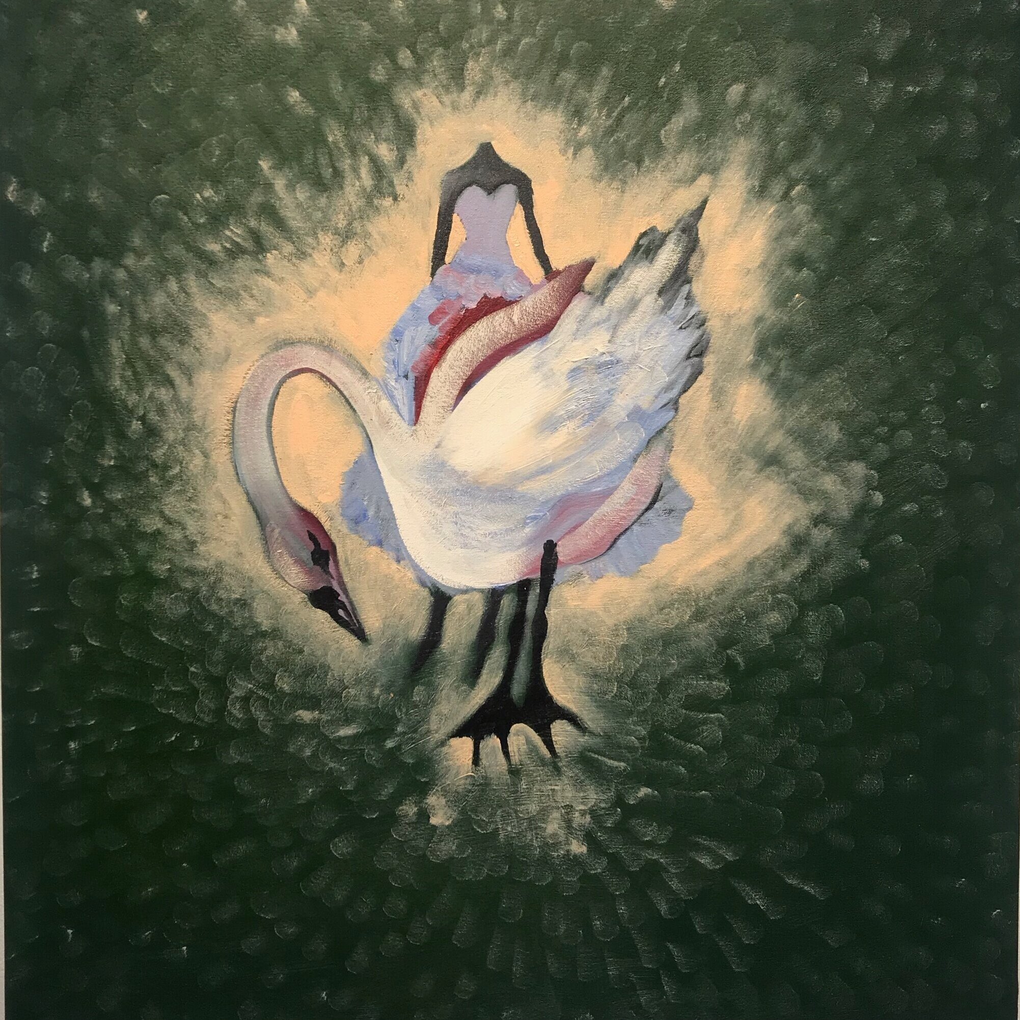 Swan marriage 80x80cm, oil on canvas 2019