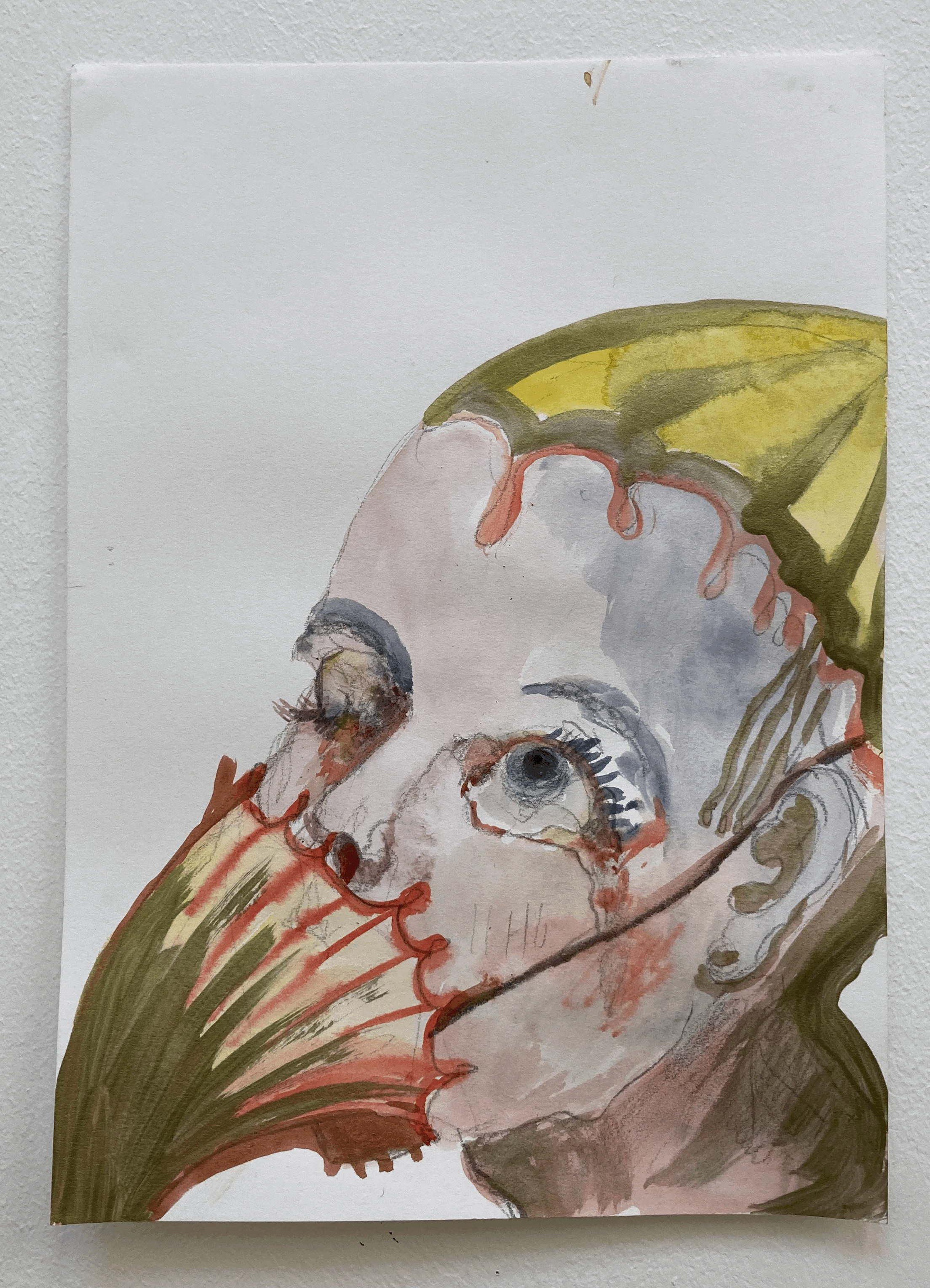 "Golden silence" 15x21cm, pencil, watercolour and acrylic on paper 2021