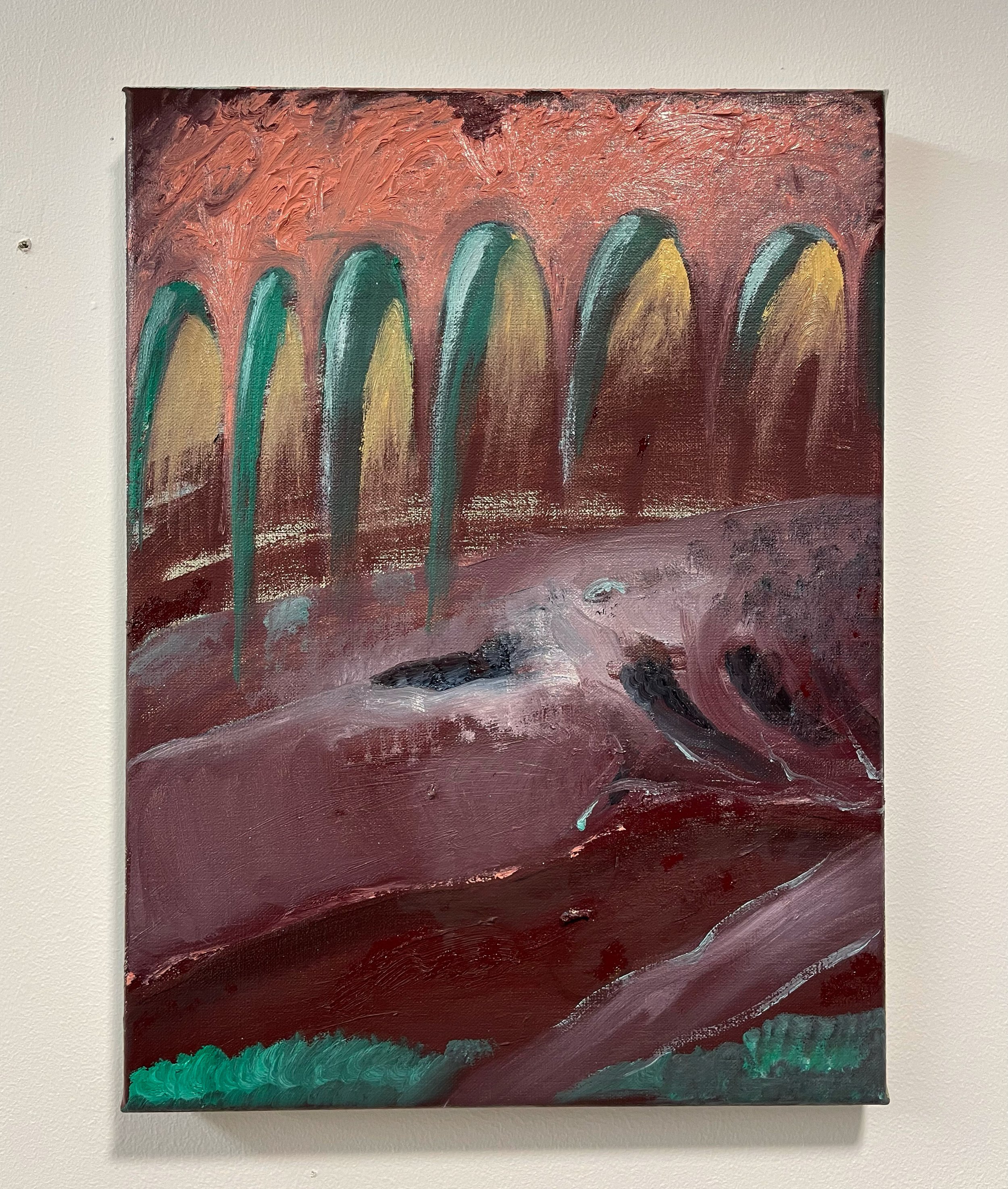 "Crossing bridges" oil on canvas 42x30 cm, 2023