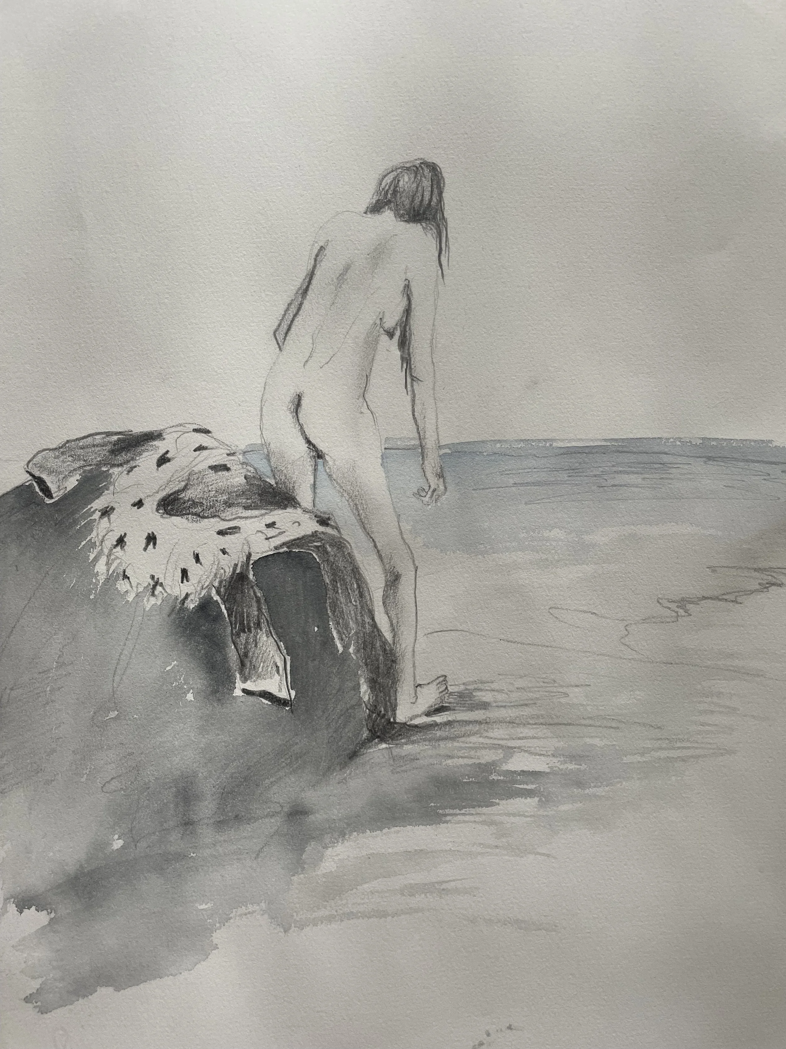 "Pride leaving" pencil and watercolour on paper, 60 x 40 cm, 2023