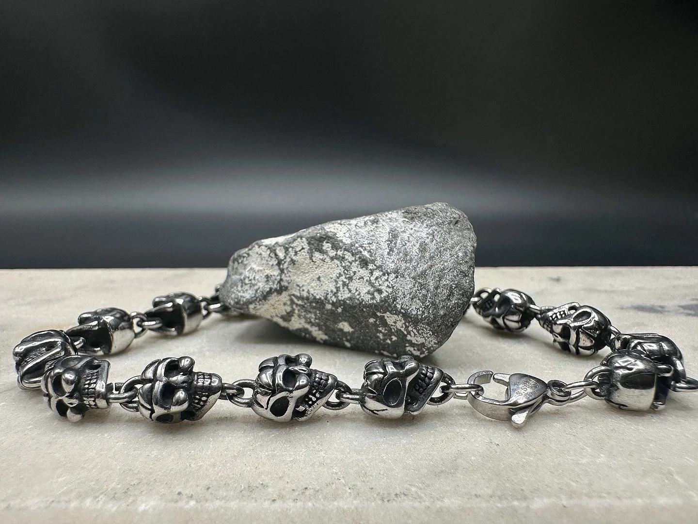 Meet the BKB Skull Link Bracelet &mdash; where style meets attitude. Crafted from high-grade stainless steel, this piece is built tough enough to outlast bad decisions and bold enough to turn heads. Each skull symbolizes strength and fearlessness &md