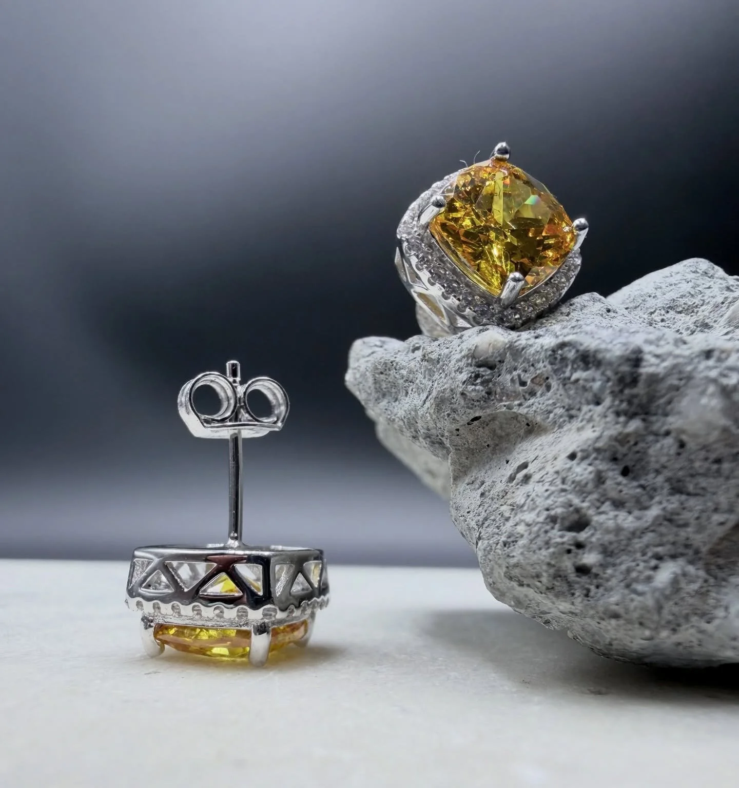 BKB RADIANT SUNSTONE STUDS &bull; 

&bull; Meet your new power studs. Crafted in 925 silver and set with a radiant yellow stone, these earrings are designed to shine with purpose. Yellow symbolizes clarity, joy, confidence, and fresh energy &mdash; t
