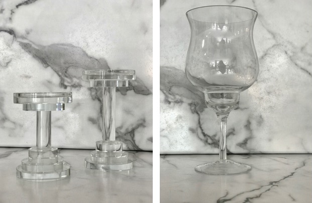 Crystal Pillars - (small) $56.95, (medium) $63.95. Glass Jar - $16.95