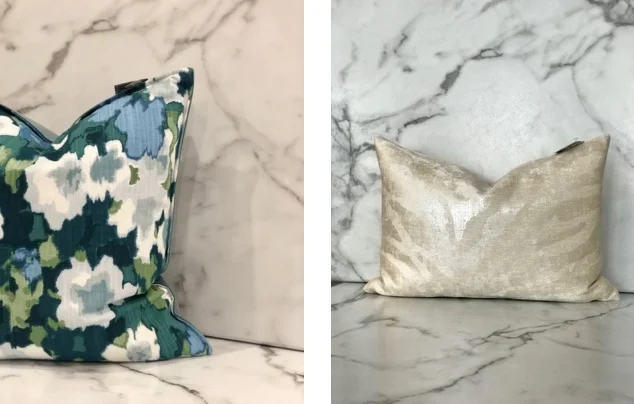 Indigo Floral Pillow - $68.95. Champagne Pillow - $68.95