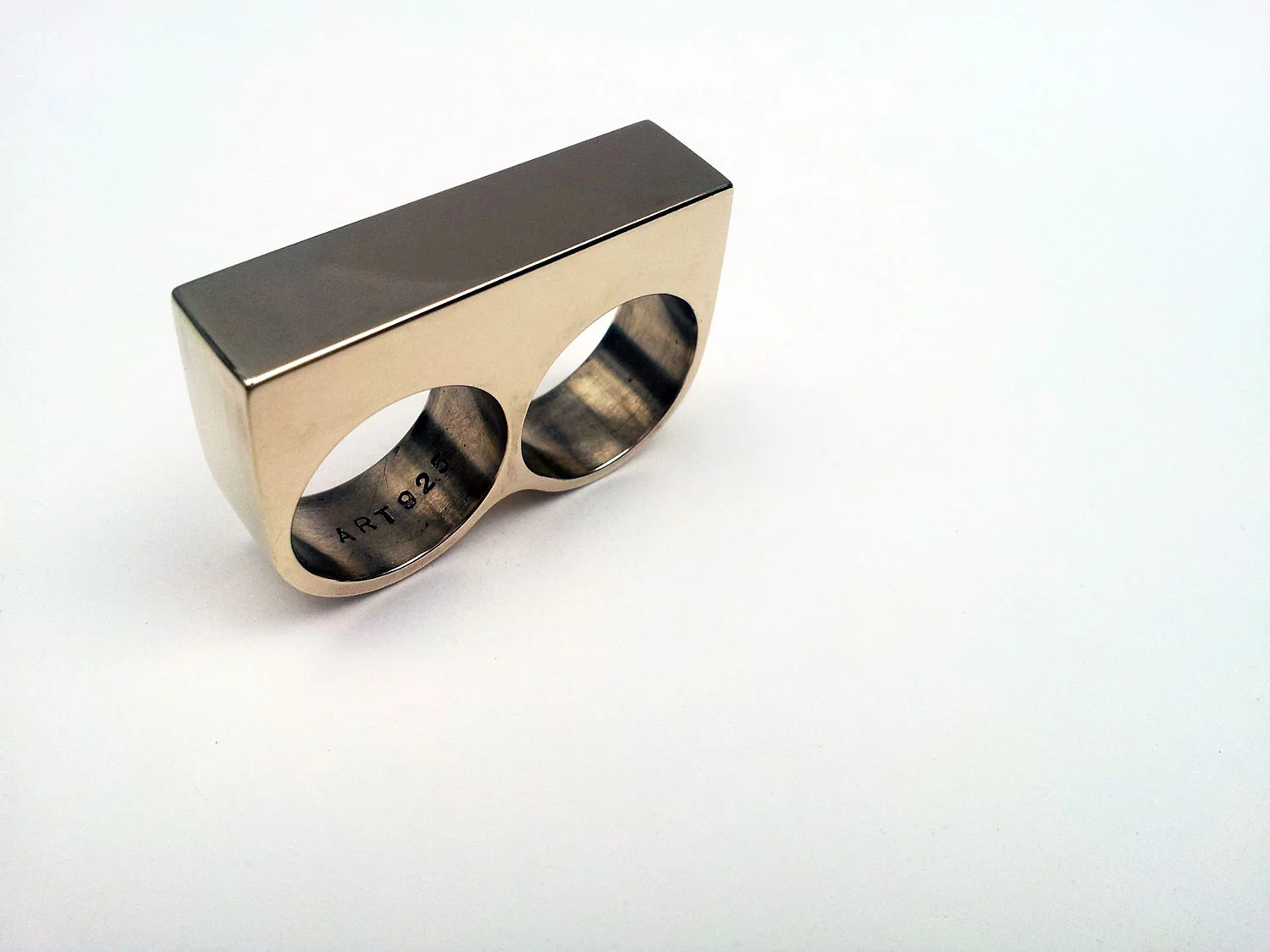 Brass Knuckles Double Finger Ring