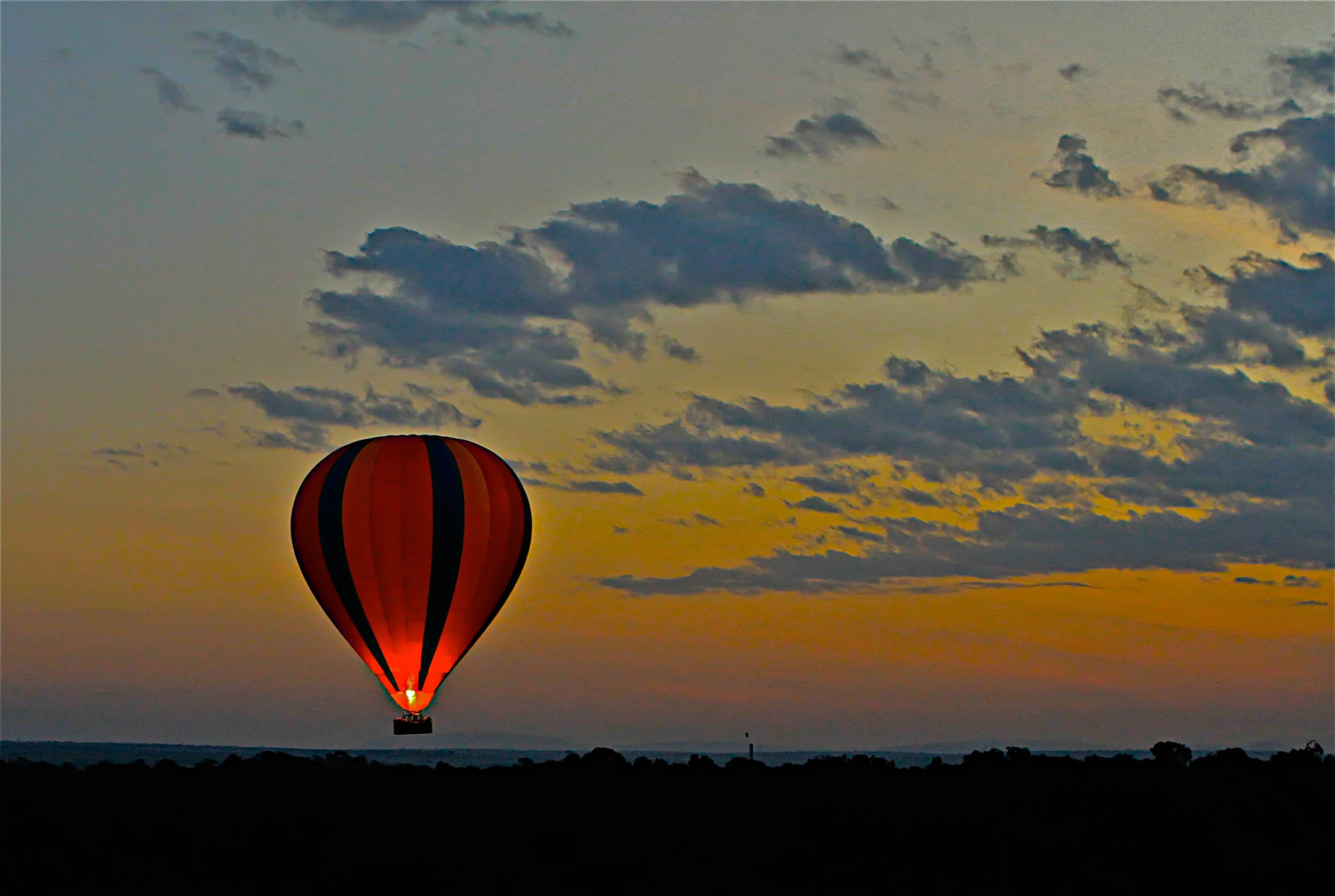  Kenya, Africa, sunrise in a balloon ride. 