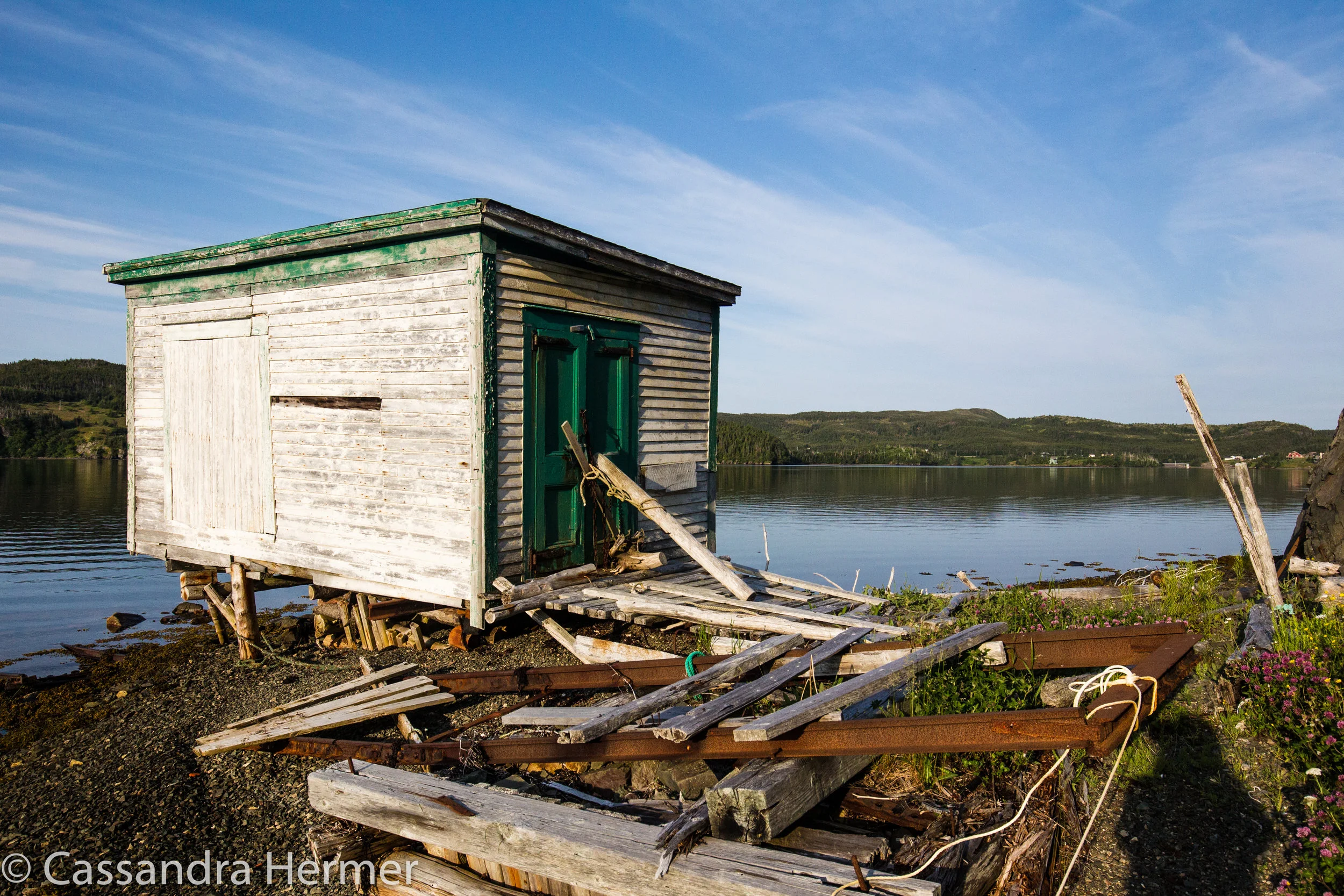  These old sheds are everywhere on the waterfront. This one is in Trinity. 