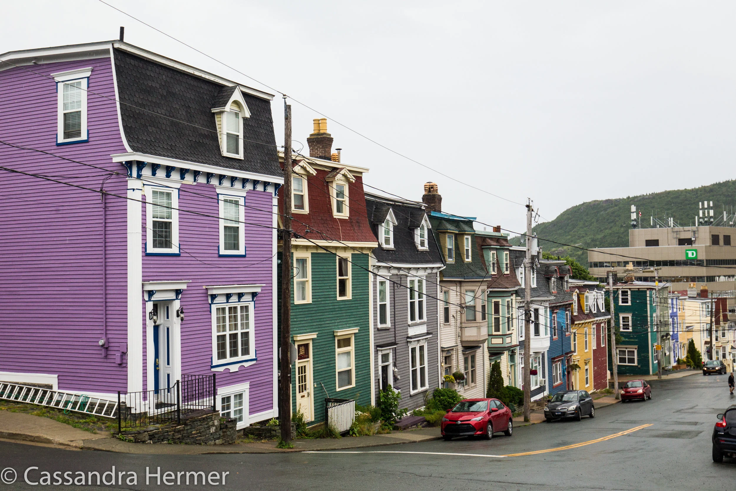  St Johns. Also most of these row houses are on hills and almost none have  garages. So rain, wires and cars! 