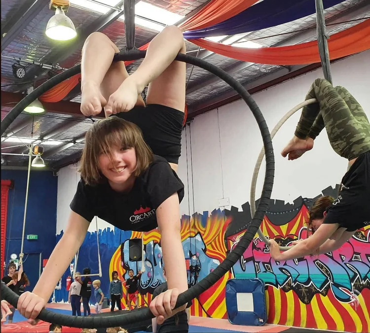 Child in an aerial hoop