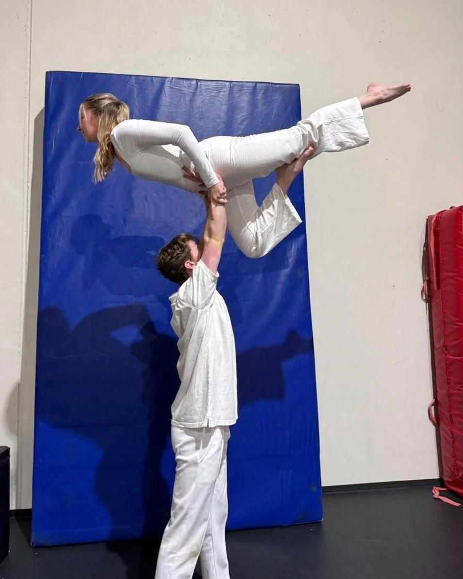 Partner acro lift in the CircArts studio