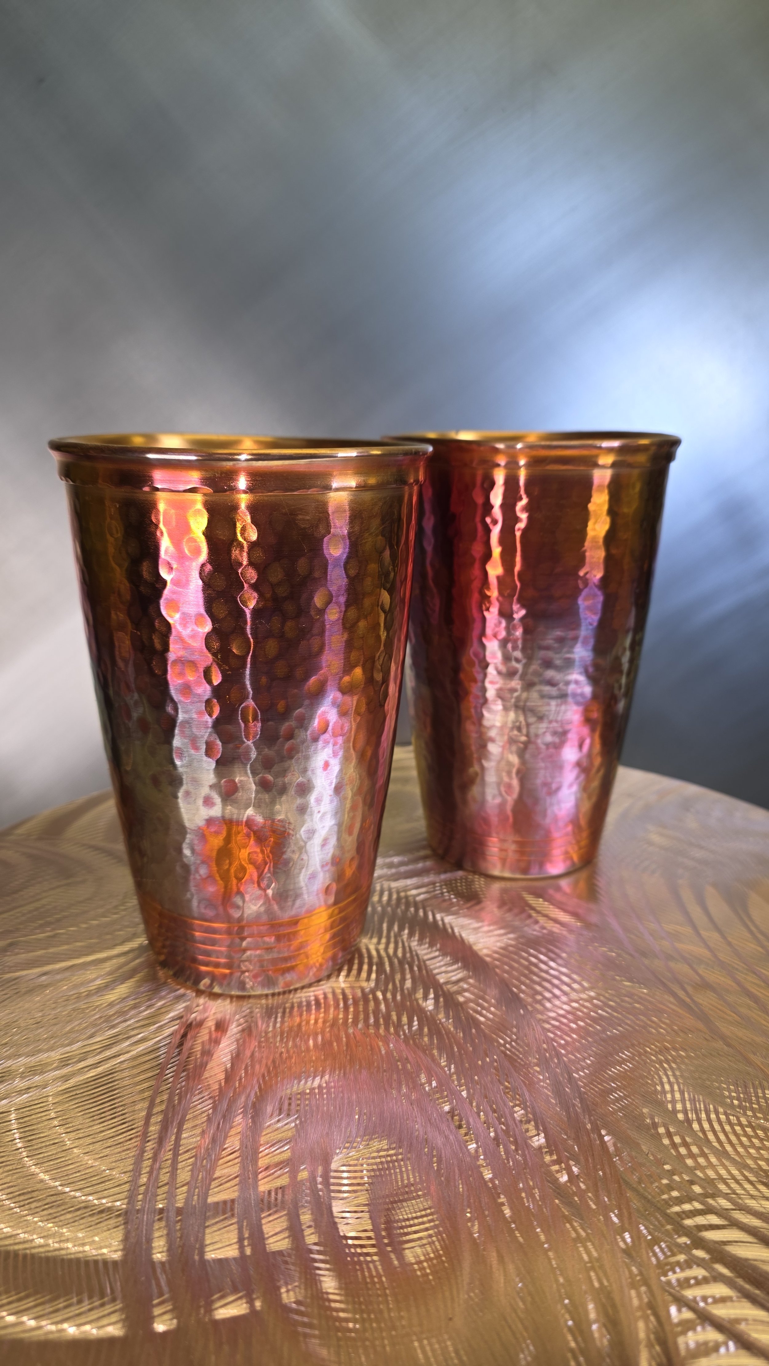 Copper Mugs, set of 2 XL large hammered and flamed, 36fl oz