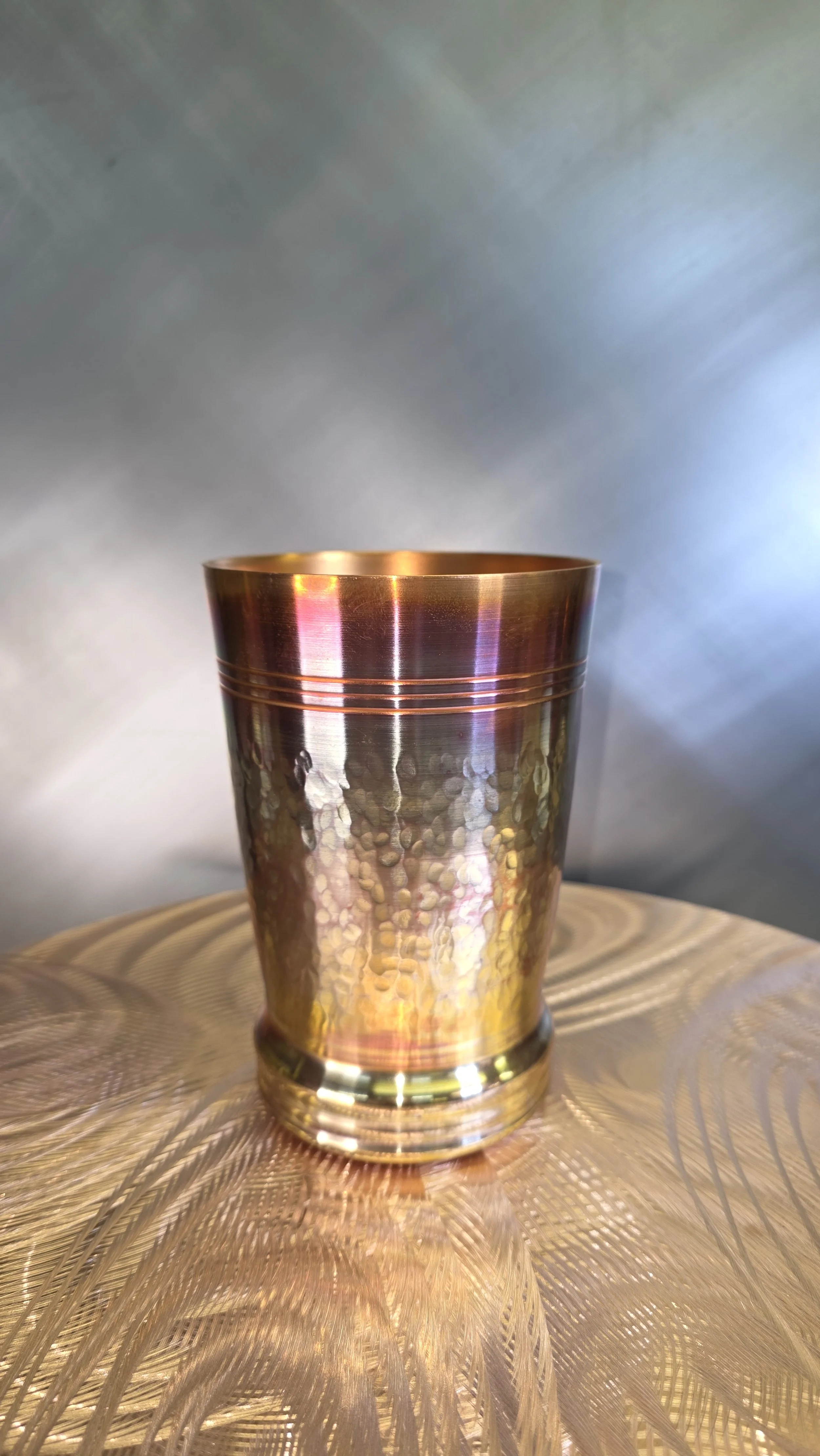 Copper Mug, heavy single flame painted and hammered, 32fl oz