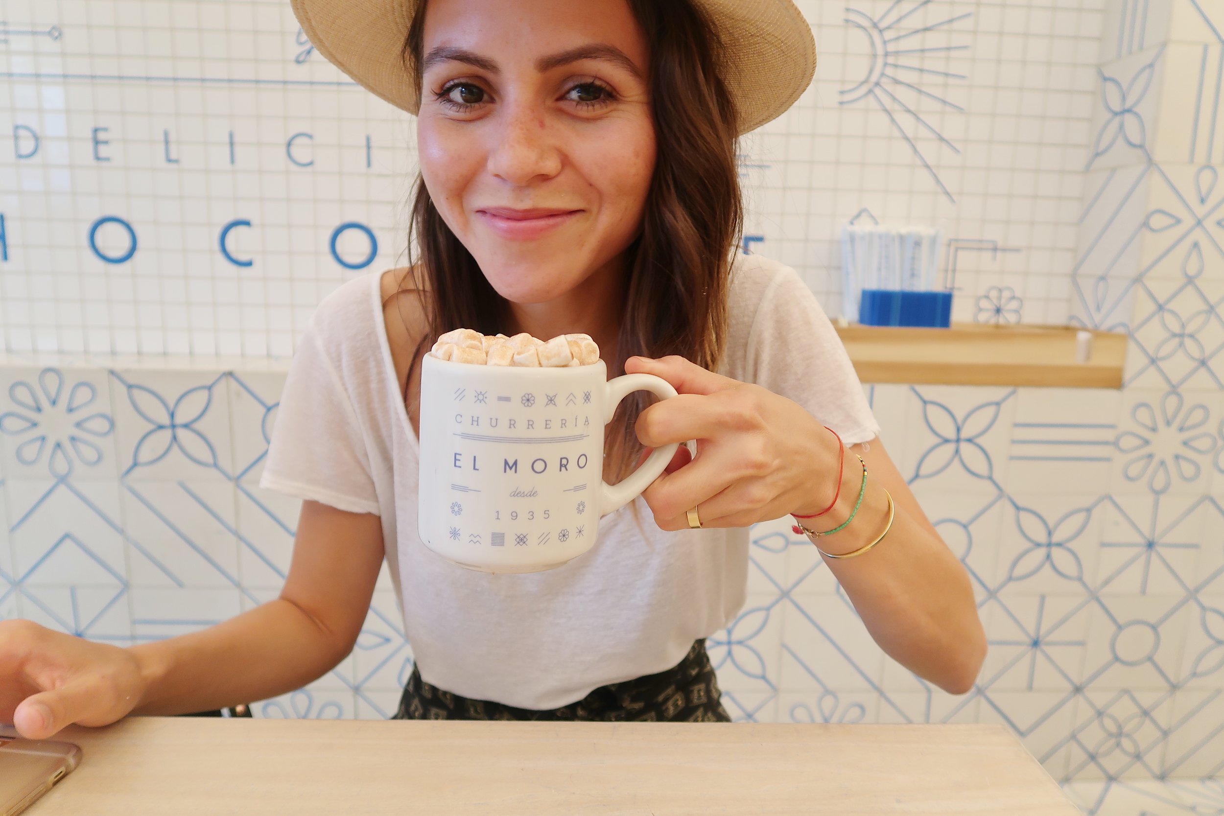 We ordered a hot chocolate with marshmallows to go with our churros <3