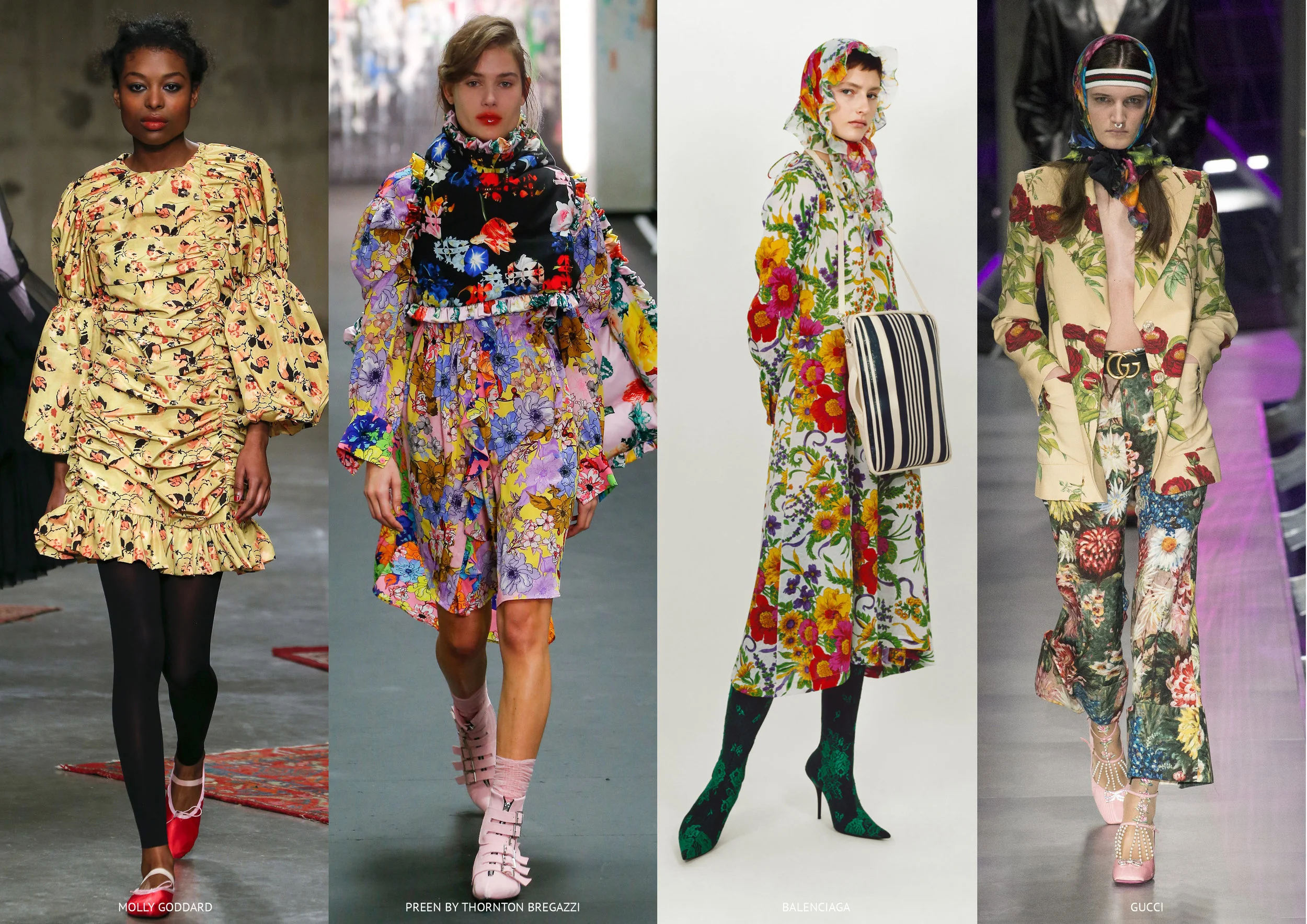 Retro Blooms - Molly Goddard, Preen by Thornton Bregazzi, Balenciaga and Gucci 