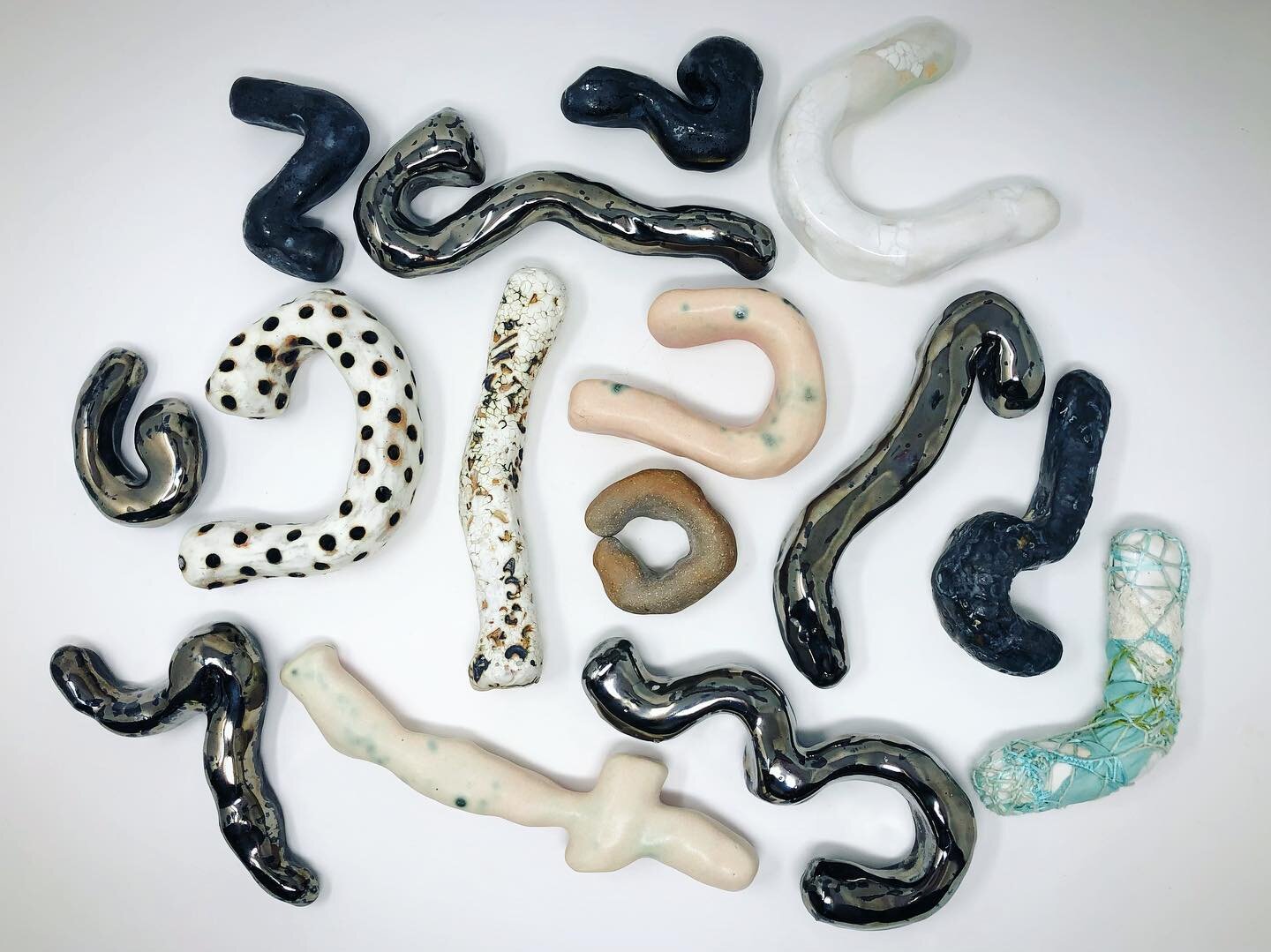 i spent the summer making ceramic reproductions of my mother&rsquo;s chromosomes.  on september 10, these 15 will hang on the wall with 3 dozen more (and then some) for @bunnyburson &lsquo;s show EVERYTHING THAT WAS &hellip; STILL IS.  i was, and sti