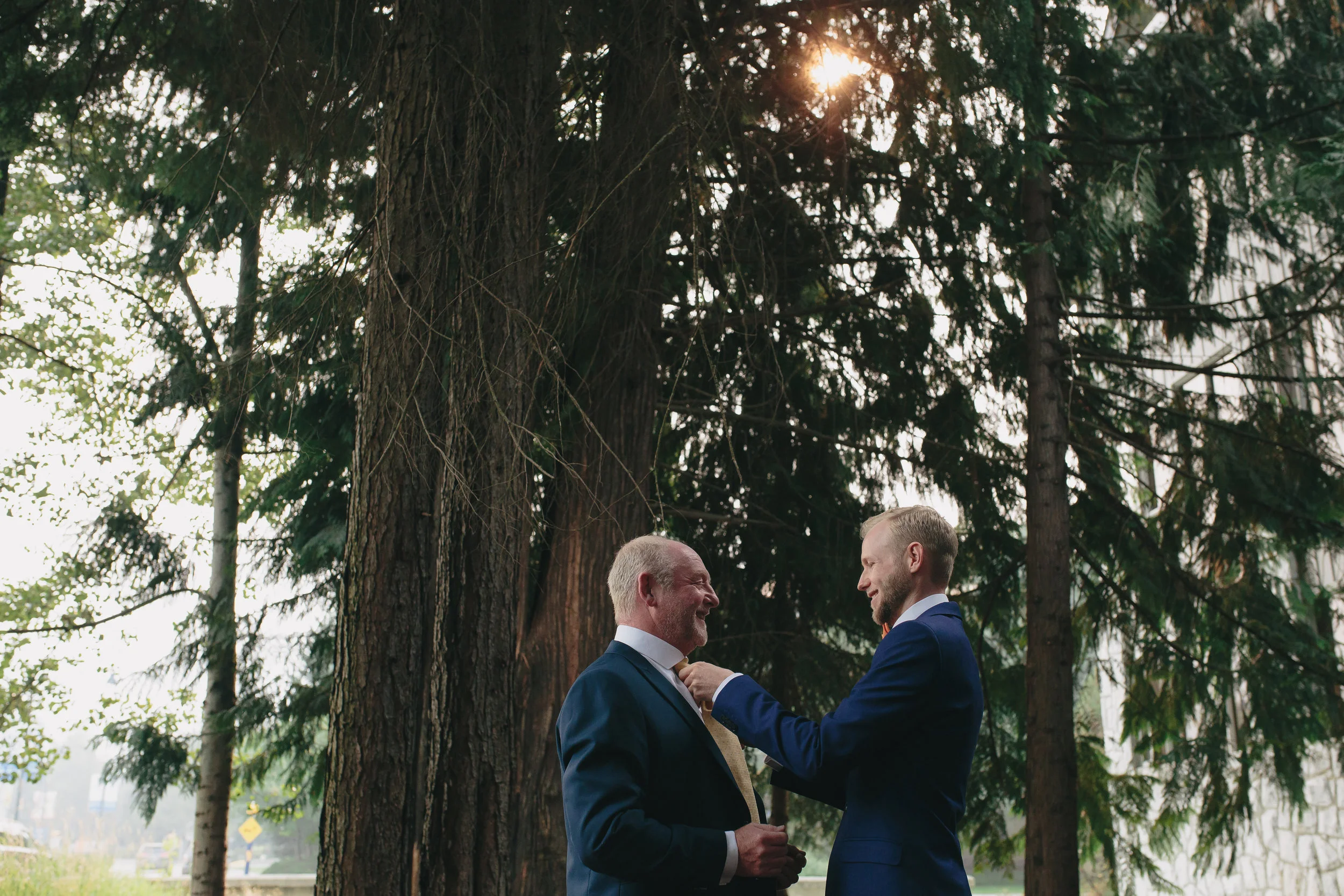 A groom and his father
