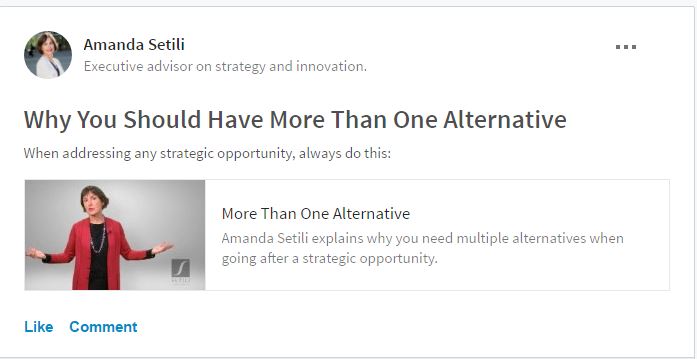 LinkedIn Group Post- Amanda Setili