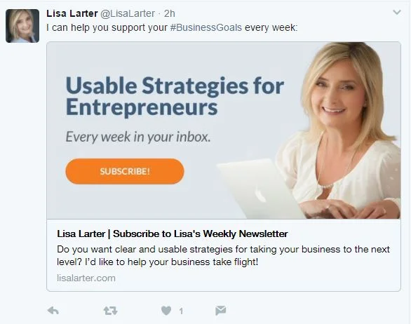 Twitter Post - Lisa Larter