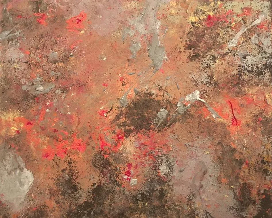 fiery crescent | mixed media, 20x16" (2017). contact for pricing.