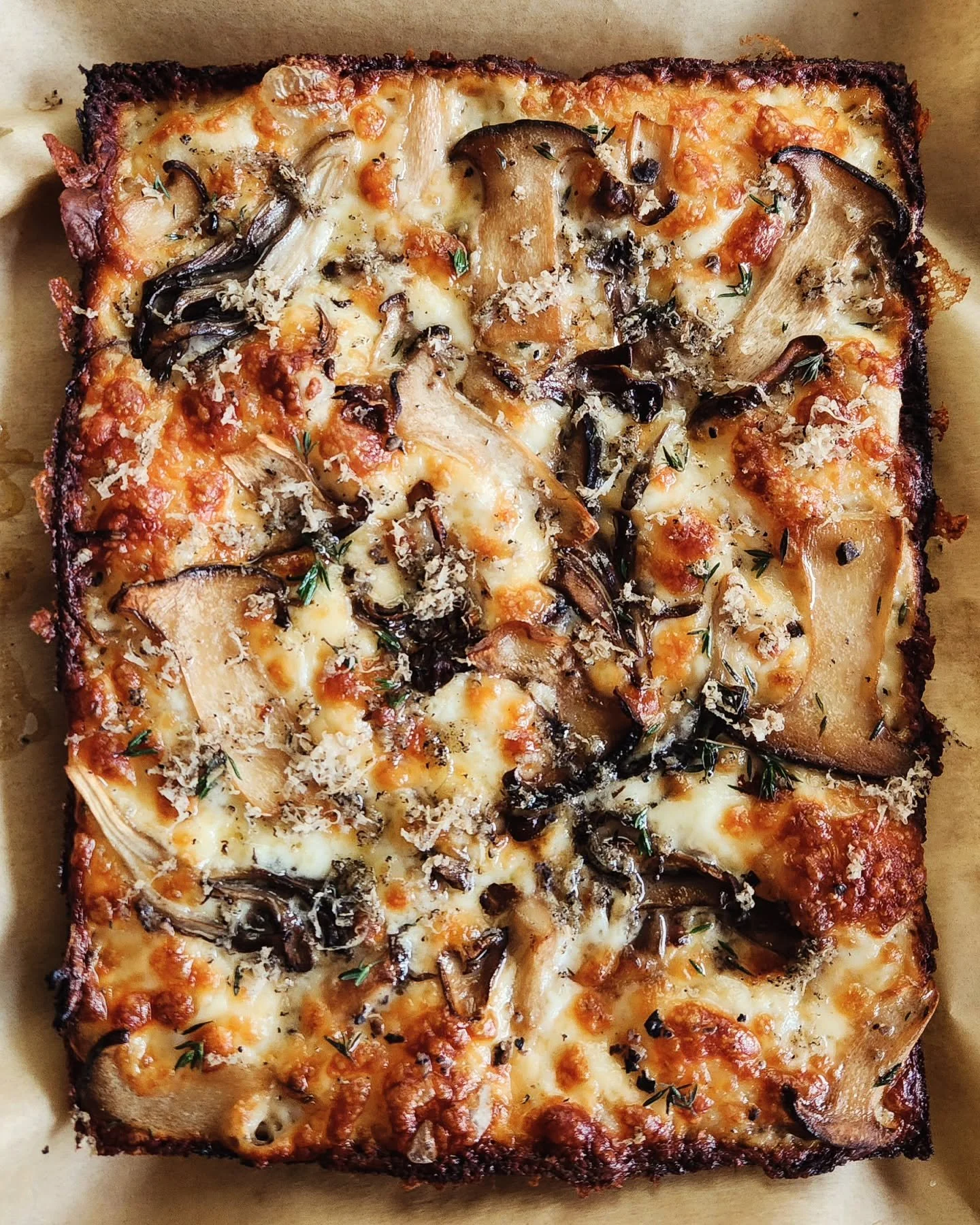 Greetings.  This week's feature has roasted maitake and king trumpet mushrooms, Parmigiano Reggiano/truffle cream(baked under the cheese) topped with freshly grated Burgundy truffle, truffle butter and fresh thyme. Amatriciana &amp; Burrata still on.