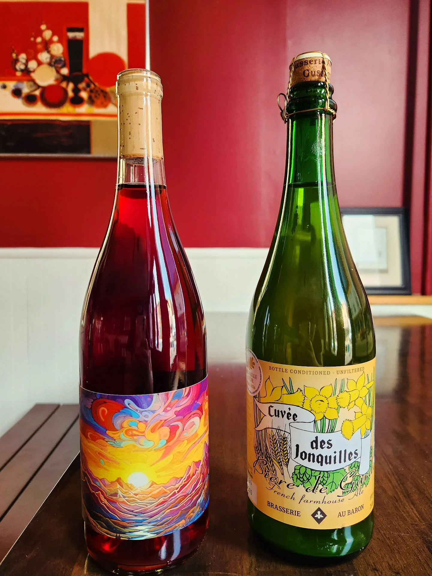 We're thinking spring here at the shop with @paxwines super gluggable and perfect with pizza Alpine Red.  Drink chilled for ultimate warm weather vibes.  Not feeling wine, grab a bottle of @brasserieaubaron French Farmhouse Ale.  It's a beauty.  See 