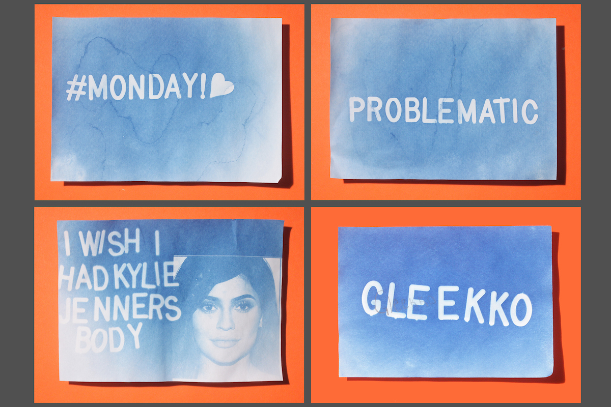 Student’s cyanotypes made using favorite phrases and celebrities.jpg