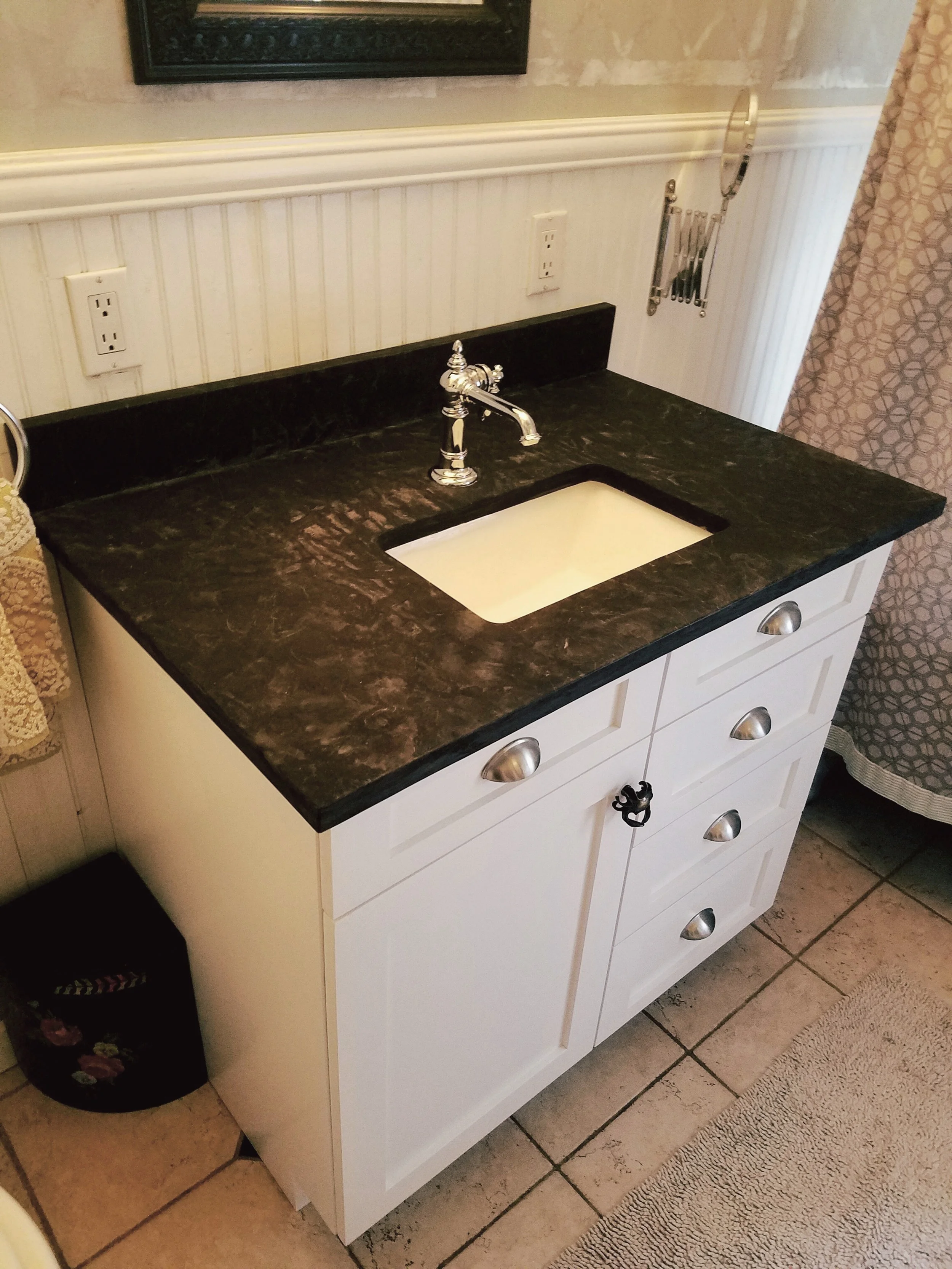 MOLINO CUSTOM BASALT VANITY*Project was developed by Rebekah in accord with Builder Boy, Inc.