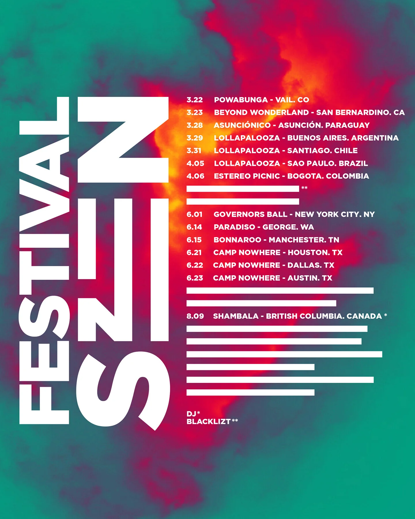 2019 FESTIVAL SZN Tour Poster