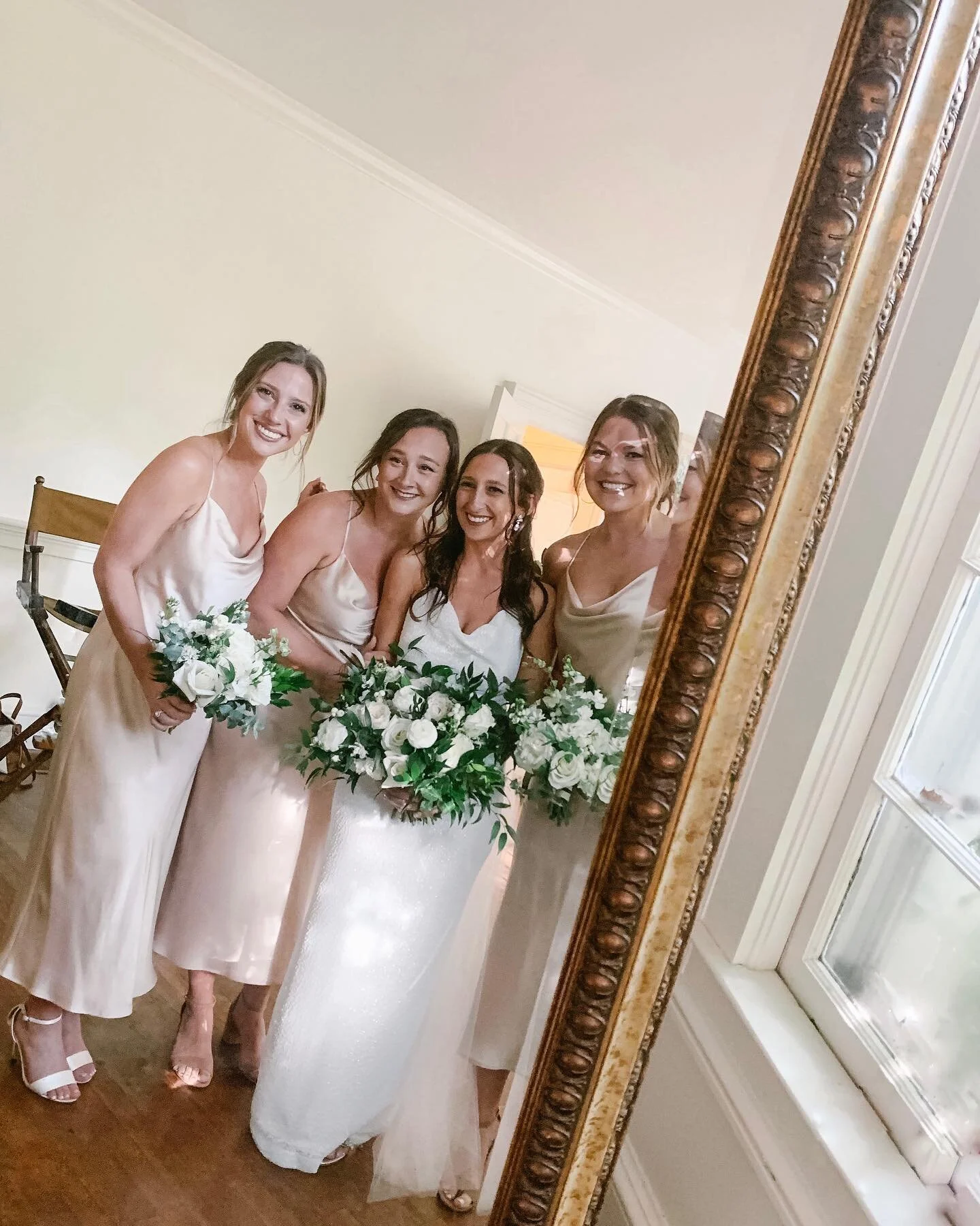 yesterday was the most beautiful day celebrating our girl, @meganaperry + matt! ✨ we all know how much I love a wedding + this one was just so special! so much so, I only took like four photos, most in this mirror + with some weird light leaks on our