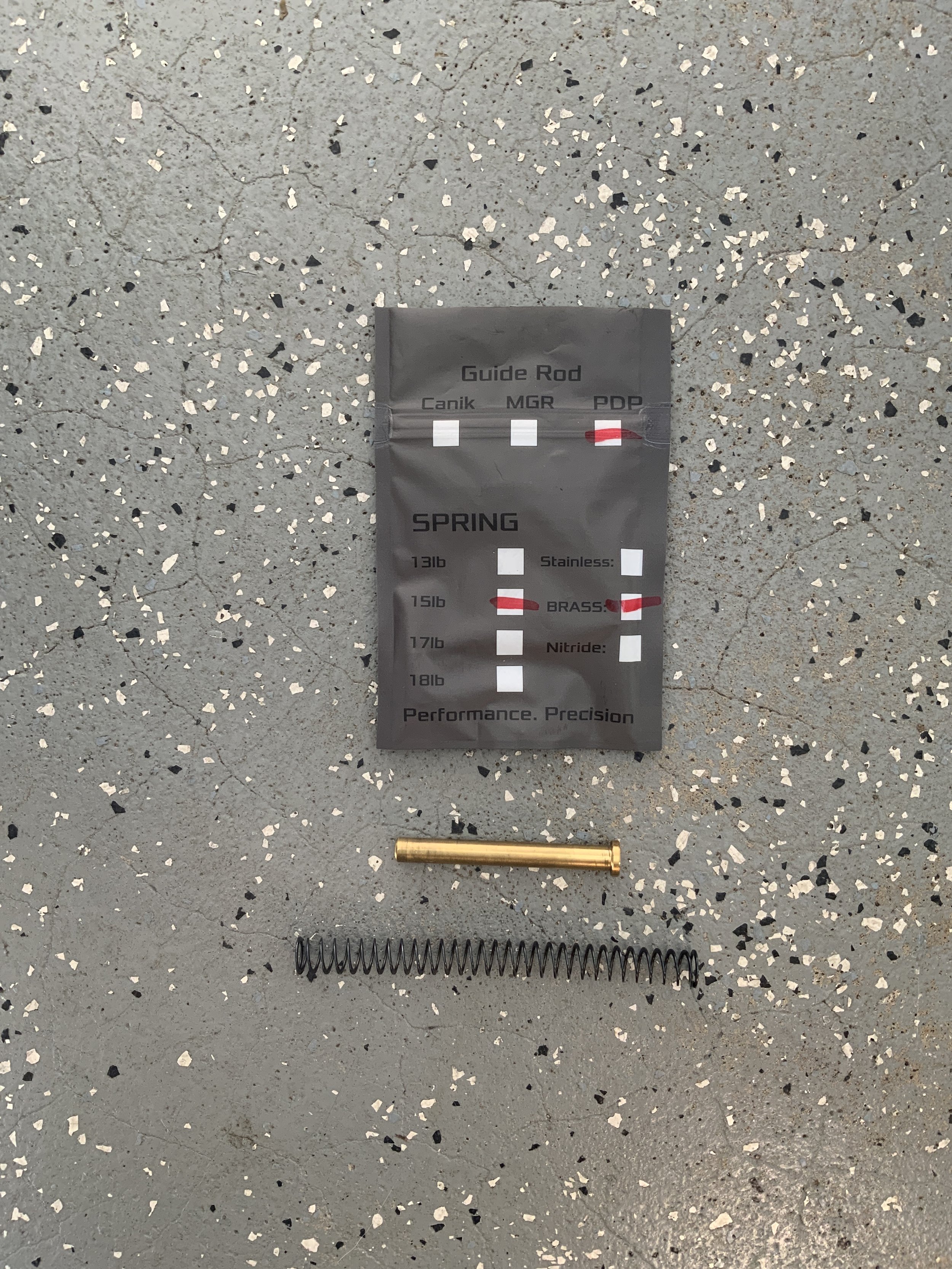 Used: ZR Tatical PDP brass ultramass guiderod and 15lb spring