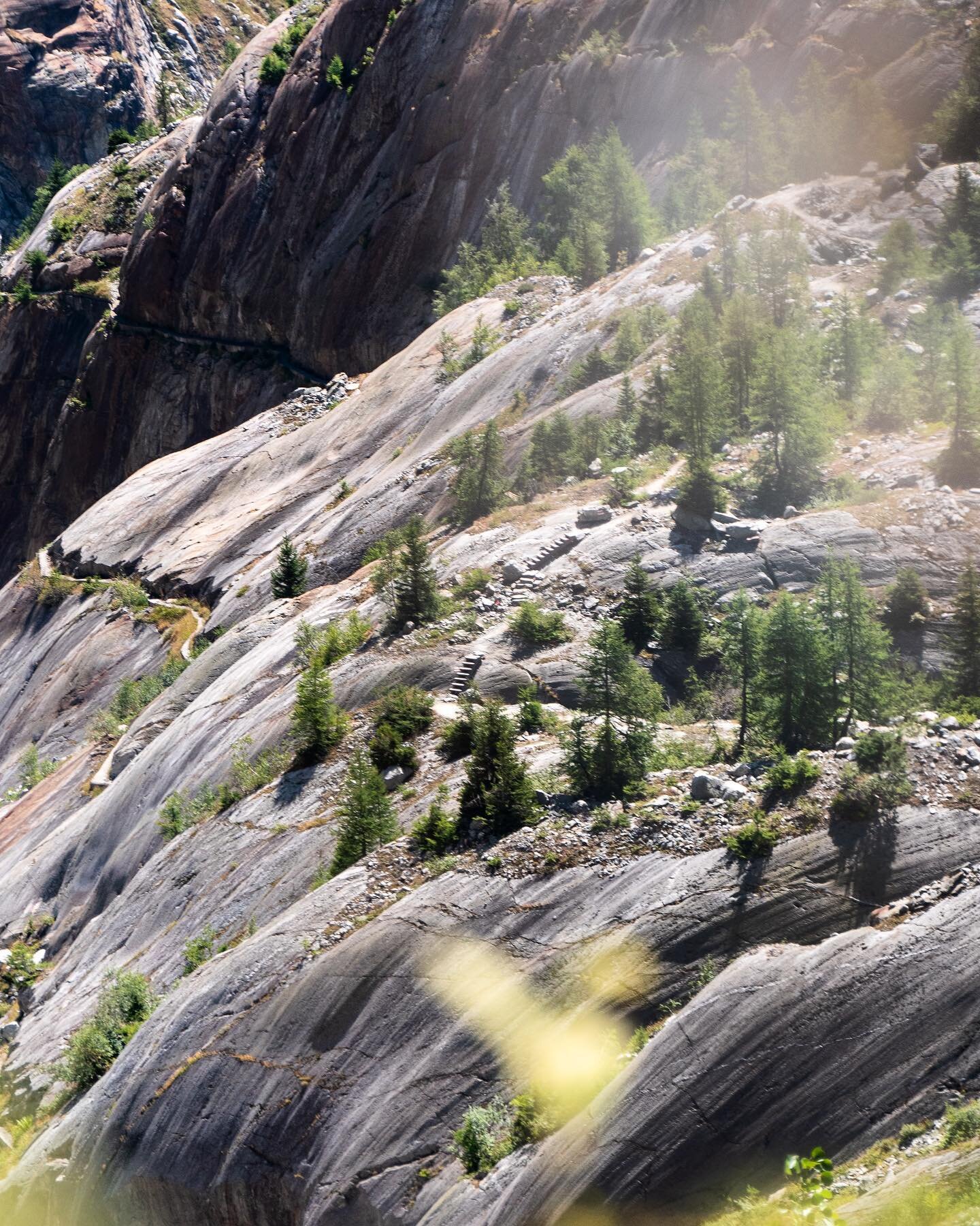 This view into the Firschertal is magical. Can you see the stair cases? This part of the Swiss Alps 100 is what I consider the most technical (especially in the section where this picture was taken). #Fieschertal #Switzerland #Valais #Wallis #Rock #S