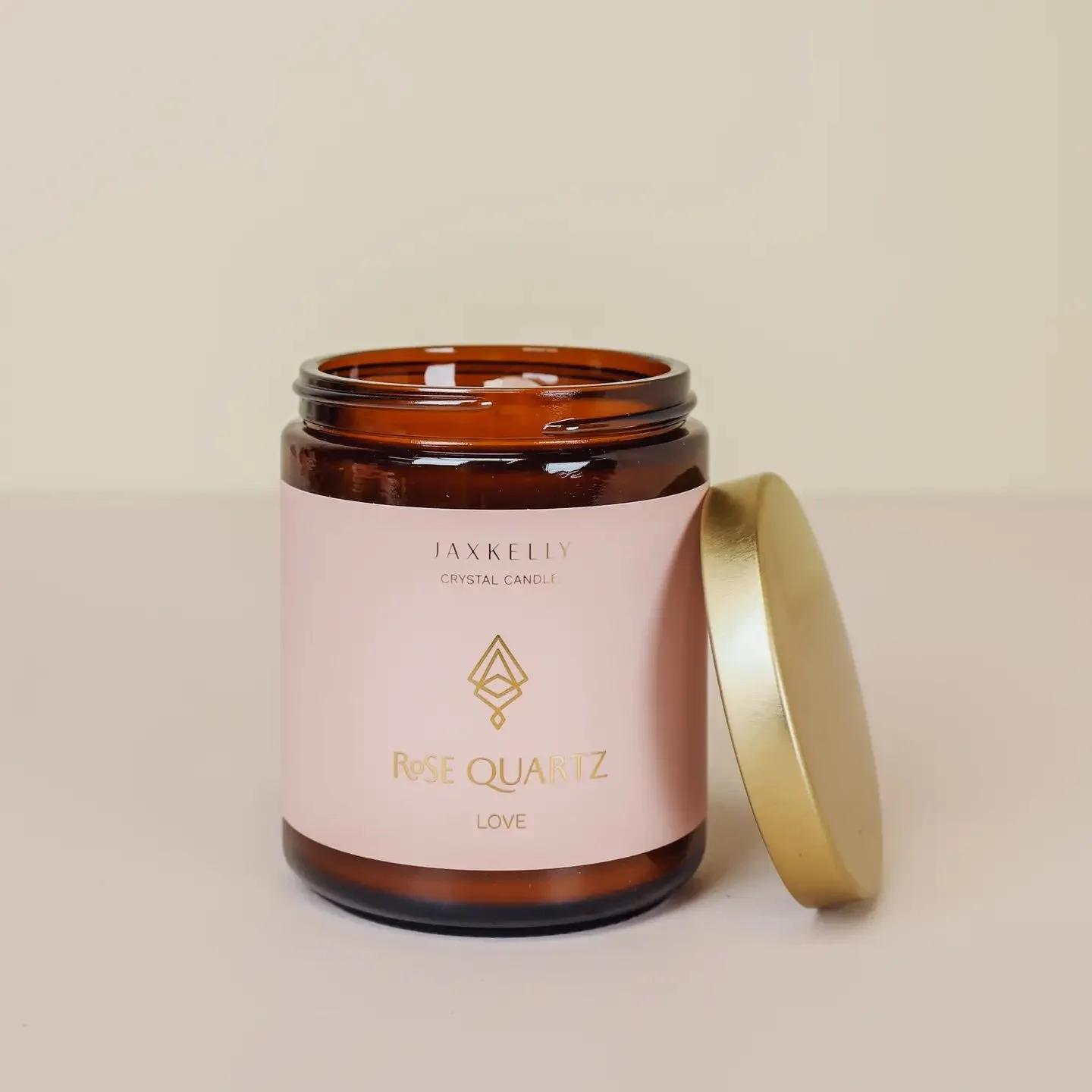 Rose Quartz Crystal Candle