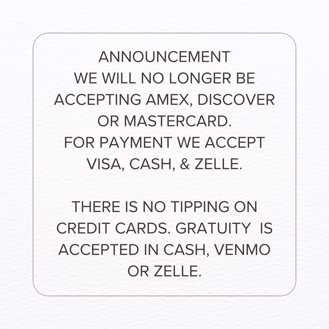 Please see announcement. Also all credit cards must be present at the time of checkout.
Thank you all for your cooperation ❤️