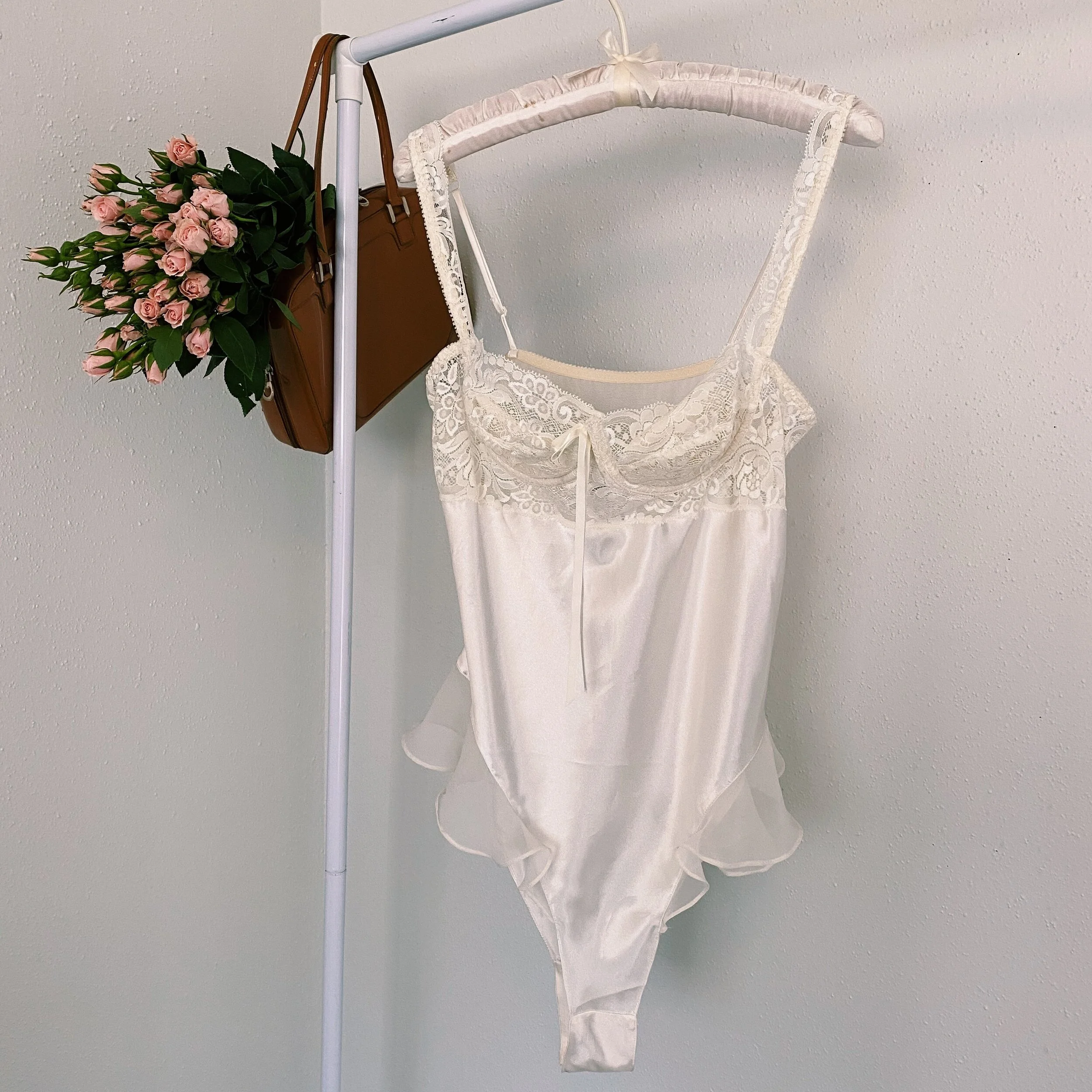 Victoria Secret White Lace Body Suit LARGE