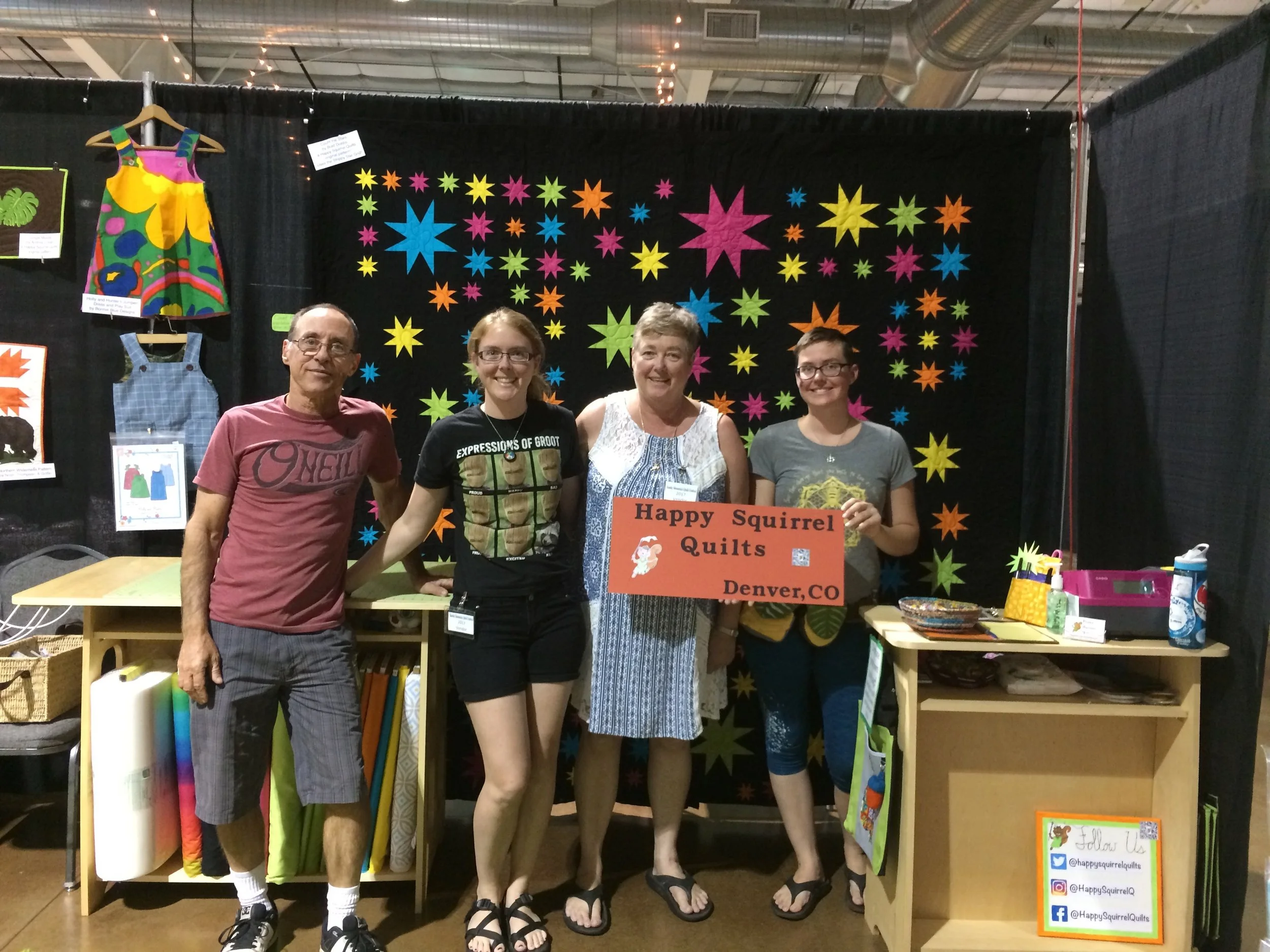 All ready! Set up day with Brad, Andrea, La Jean, and Kira! Check out our new Count the Stars pattern by Brad Dobbs!