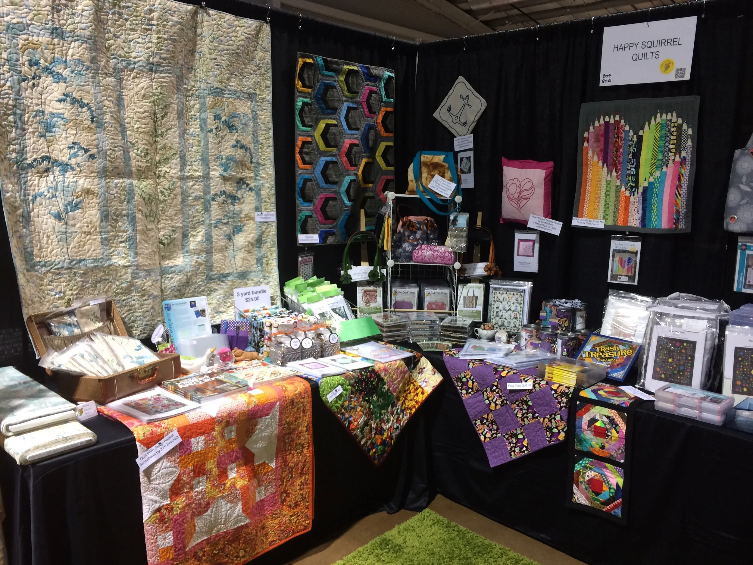 Happy Squirrel Quilts booth 804/806 at the Rocky Mountain Quilt Festival August 17-19, 2017.