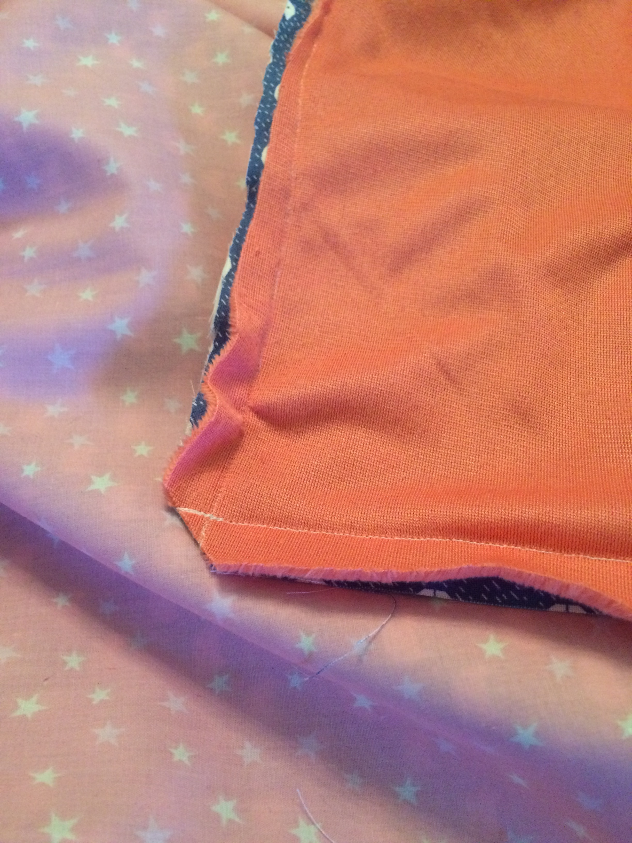  I trimmed the corners before turning the blanket.