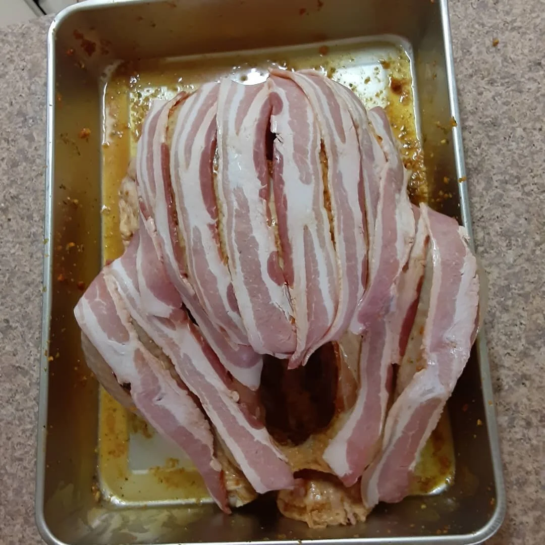 Everything is better wrapped in bacon 🥓🦃🇵🇷 #pavochon