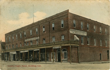 Golden Eagle Hotel, home of Golden Eagle Cigar Store in Redding, after 3rd story added in 1899