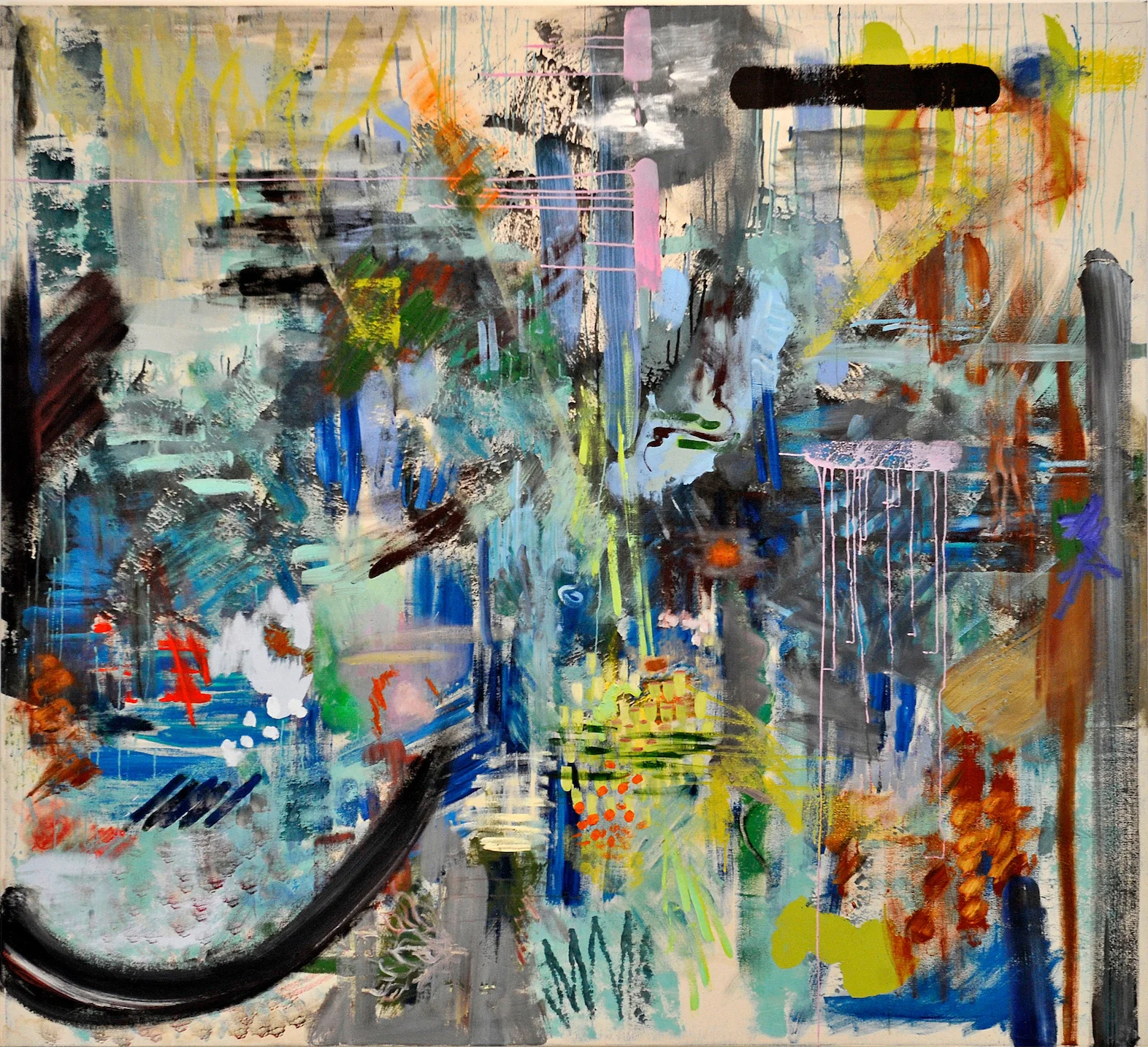 Jumbo. 2017. Oil, oil pastel and housepaint on canvas. 87" x 79". SOLD.