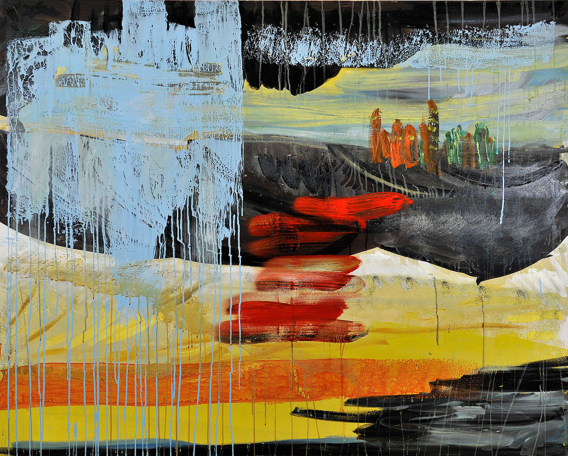 The Storm No. 5. 2017. Oil, oil pastel and housepaint on canvas. 48" x 60".
