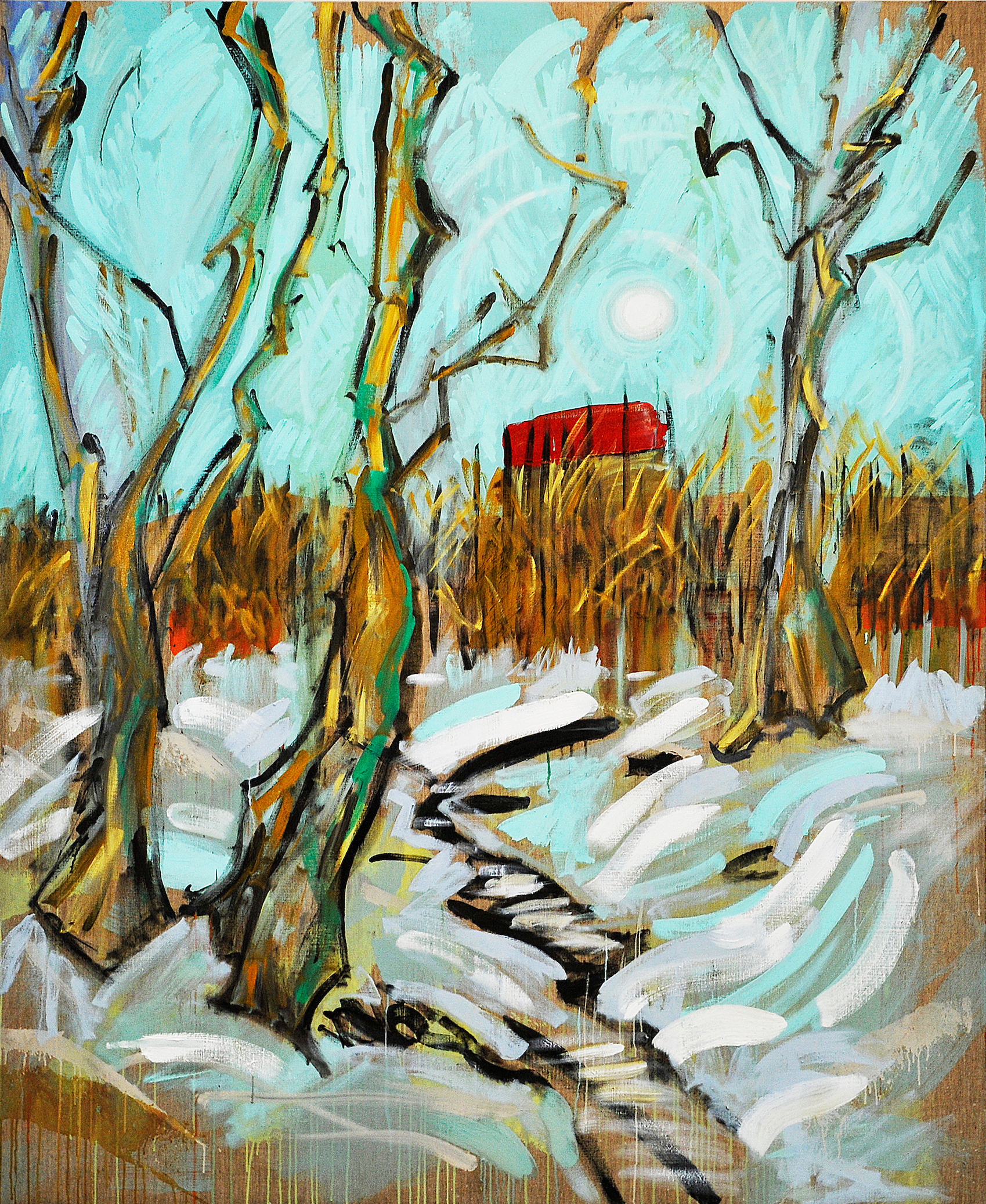 Winter No. 20. 2017. Oil, oil pastel and housepaint on linen. 90" x 74".