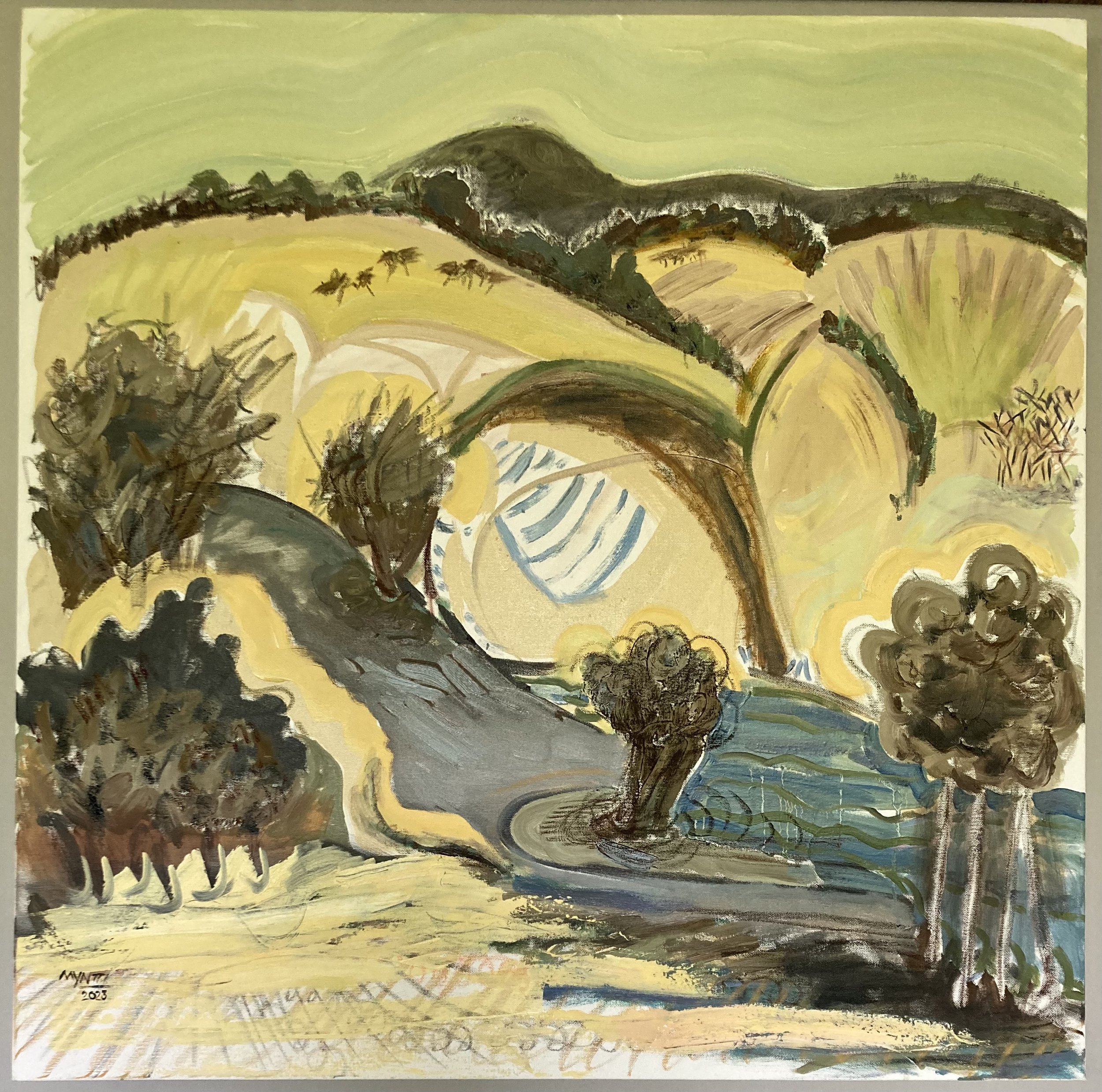 After Milton Avery (No. 12).  Oil, oil pastel and housepaint on canvas.  36” x 36”.  2023.