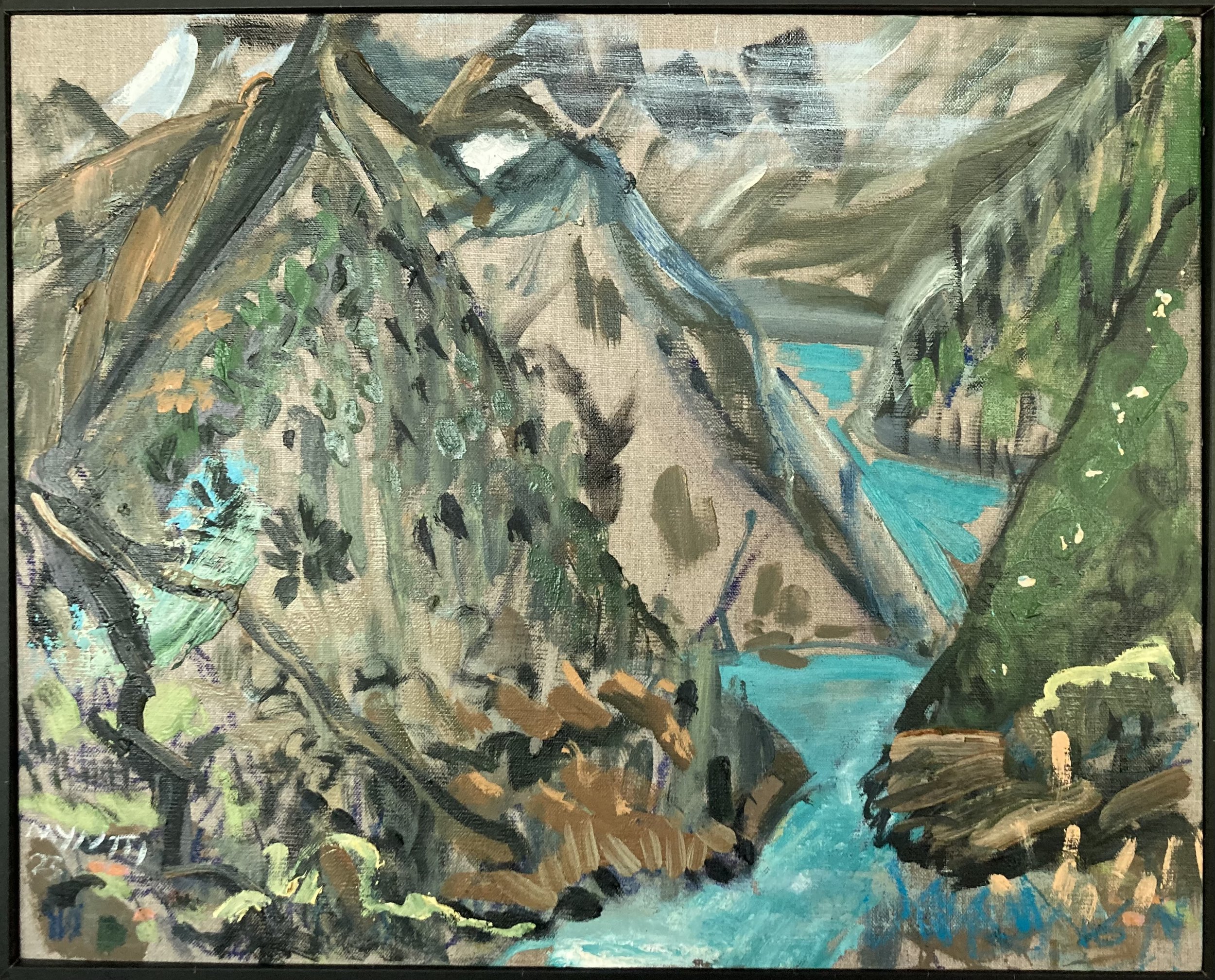 Snake River (No. 4).  Oil, oil pastel and housepaint on linen panel.  20” x 16”.  2023.