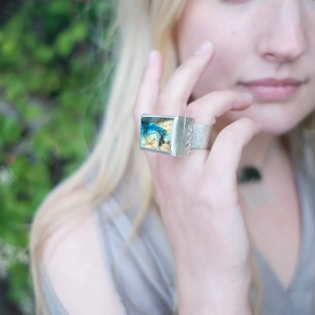And above all, watch with glittering eyes the whole world around you because the greatest secrets are always hidden in the most unlikely places. Those who don't believe in magic will never find it. -Roald Dahl

Sterling silver cocktail ring, not for 