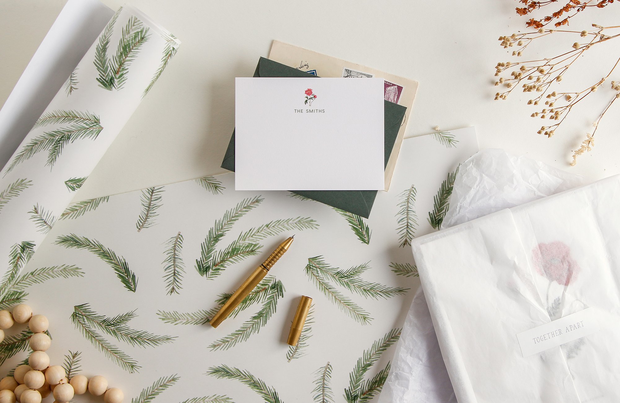 winter sprigs wrapping paper and custom stationery.jpg