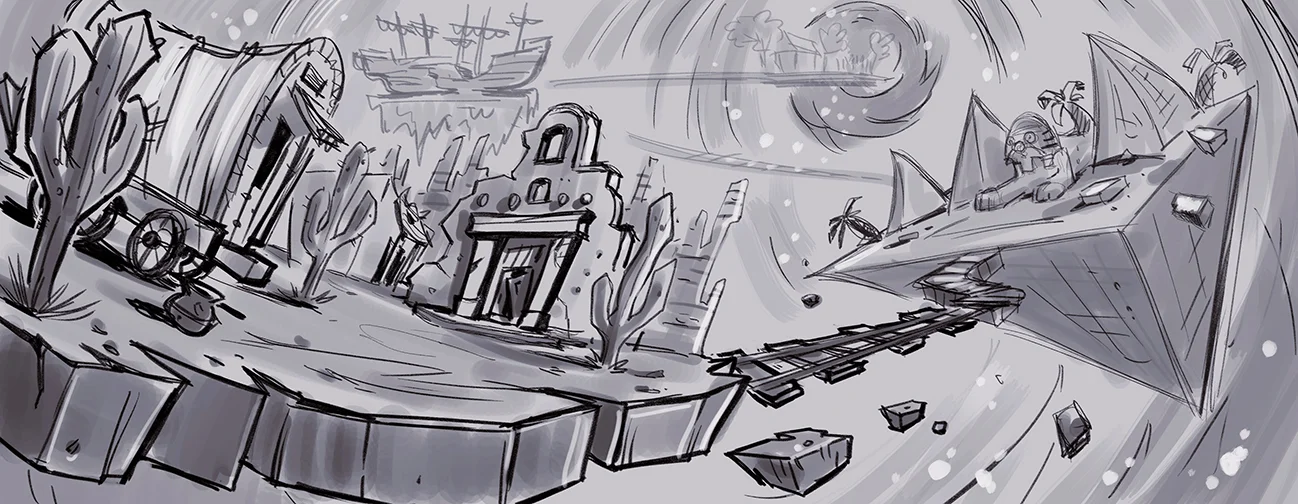 Map Concept - Concept sketch exploring ideas for map progression and layout.