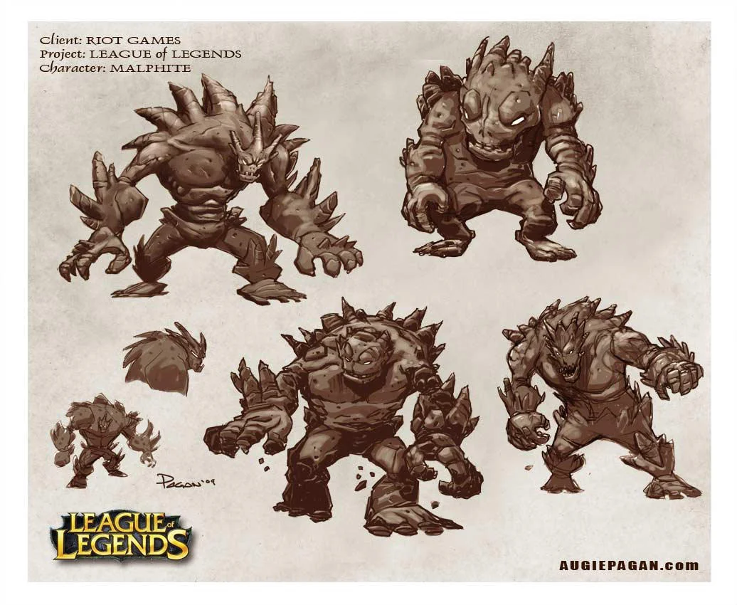 Examples of character concept art for Riot Game's League of Legends.