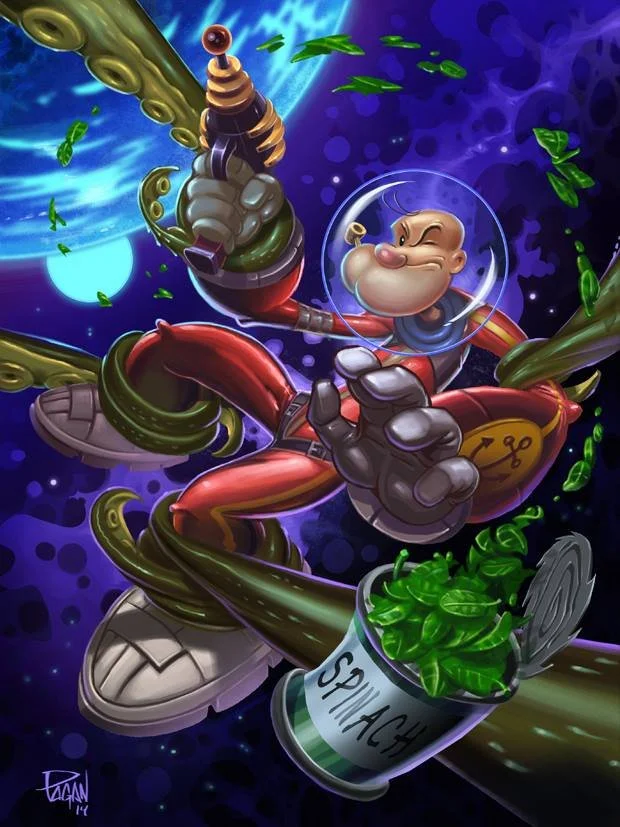  Digital art for Hero Complex Gallery's, Popeye tribute show.  "Sci-Fi Popeye" 12" x 16" 